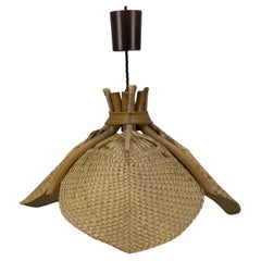 Mid-Century Modern-Pendelleuchte aus Bambus mit Blättern im Stil von Ingo Maurer Uchiwa