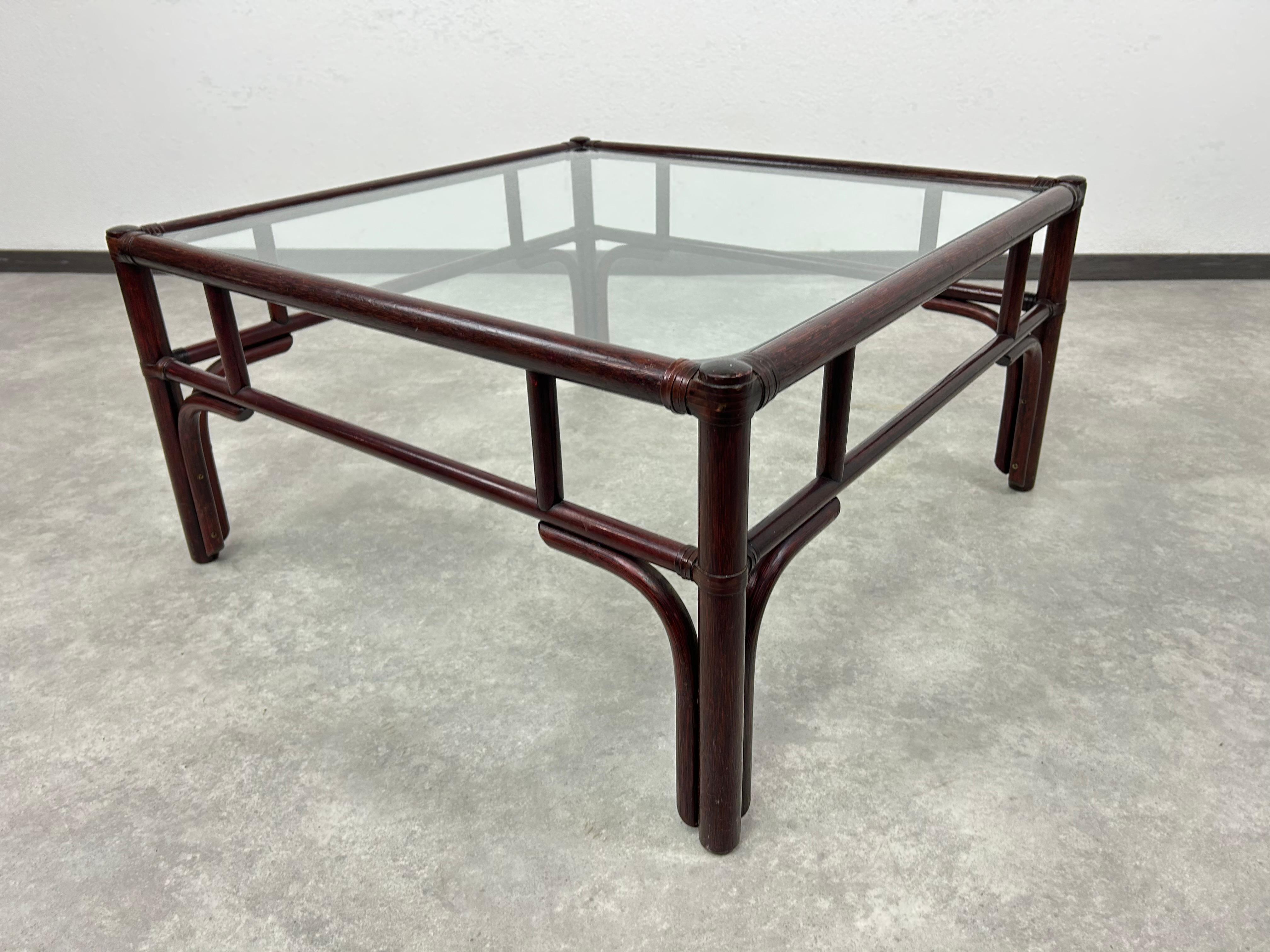 italien Mid-century modern bamboo low table by Gervasoni en vente