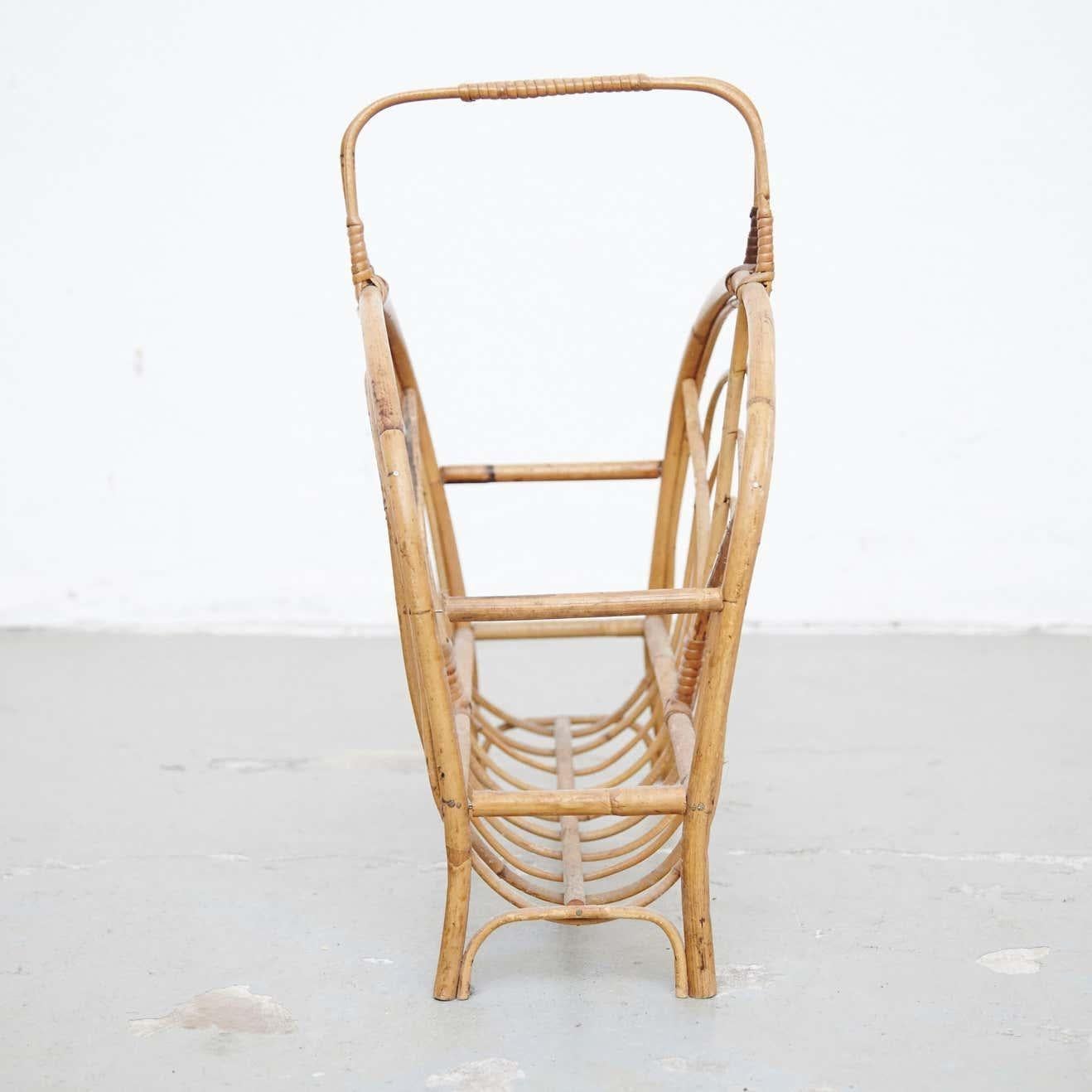 Mid-Century moderno Portariviste in bambù moderno di metà secolo Rivera francese, circa 1960 in vendita