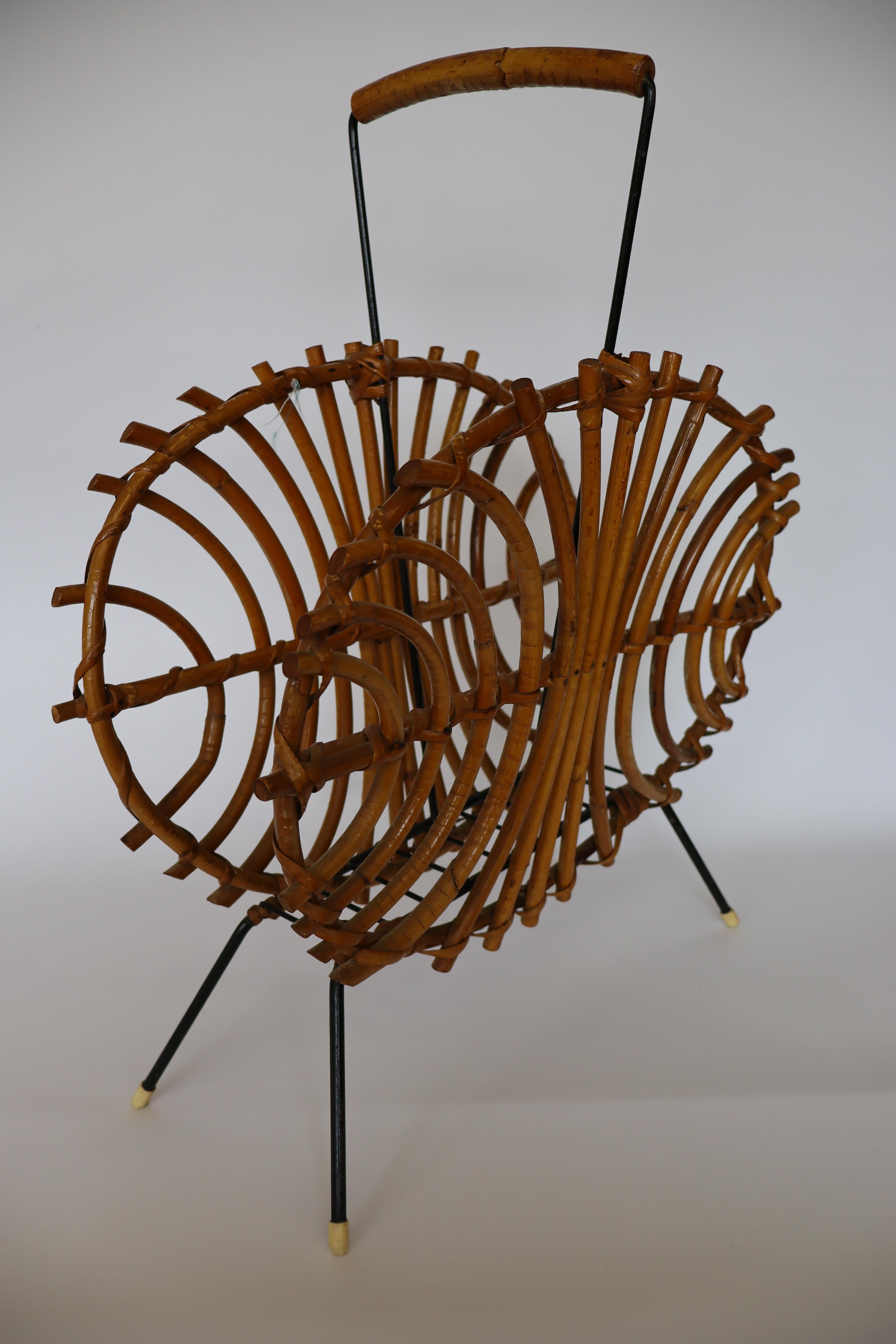 Mid-20th Century Mid-century modern Bamboo magazine holder, Holland Noordwolde For Sale
