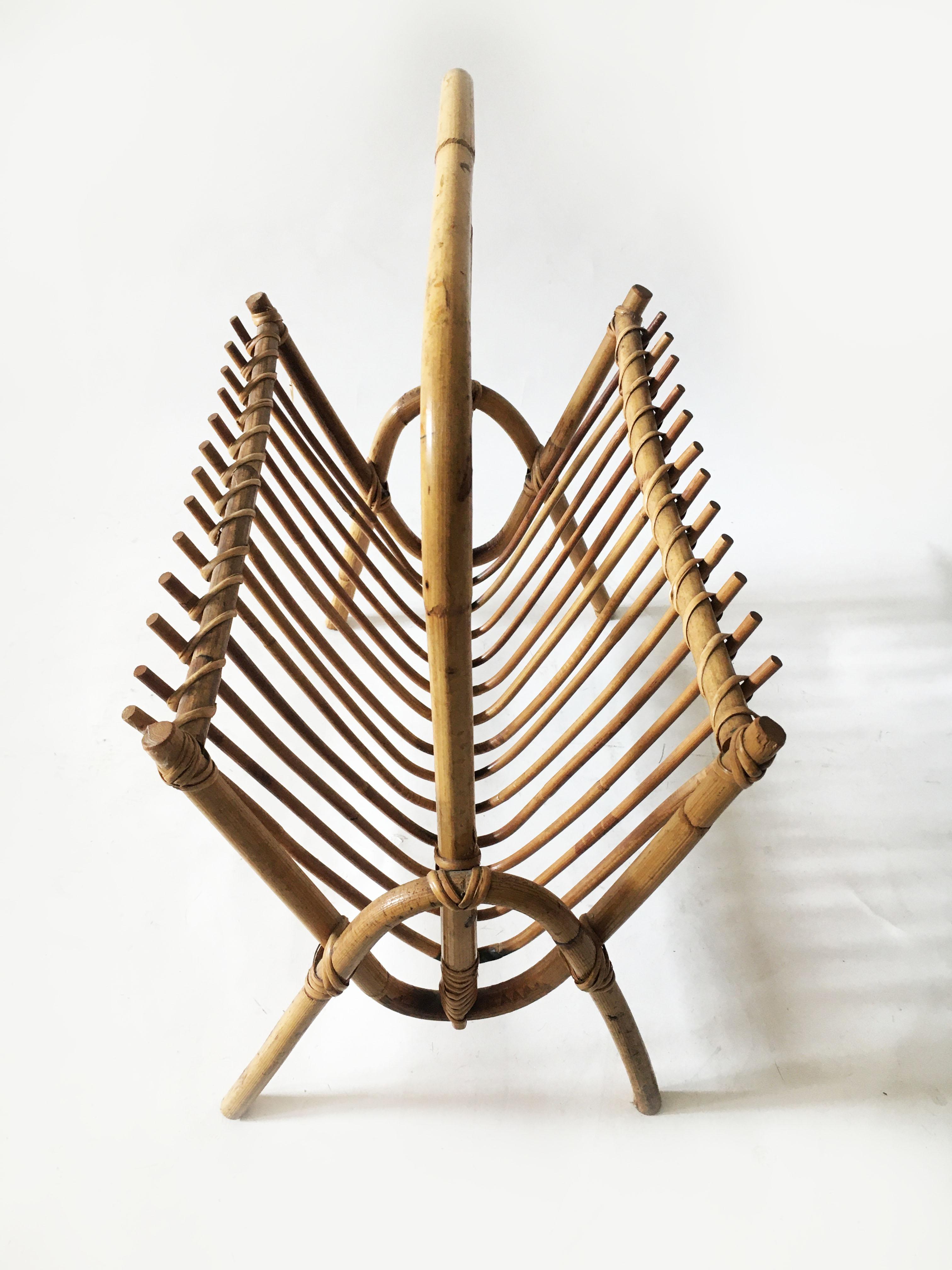 Mid-Century Modern Bamboo Magazine Stand, Italy, 1970s For Sale 6