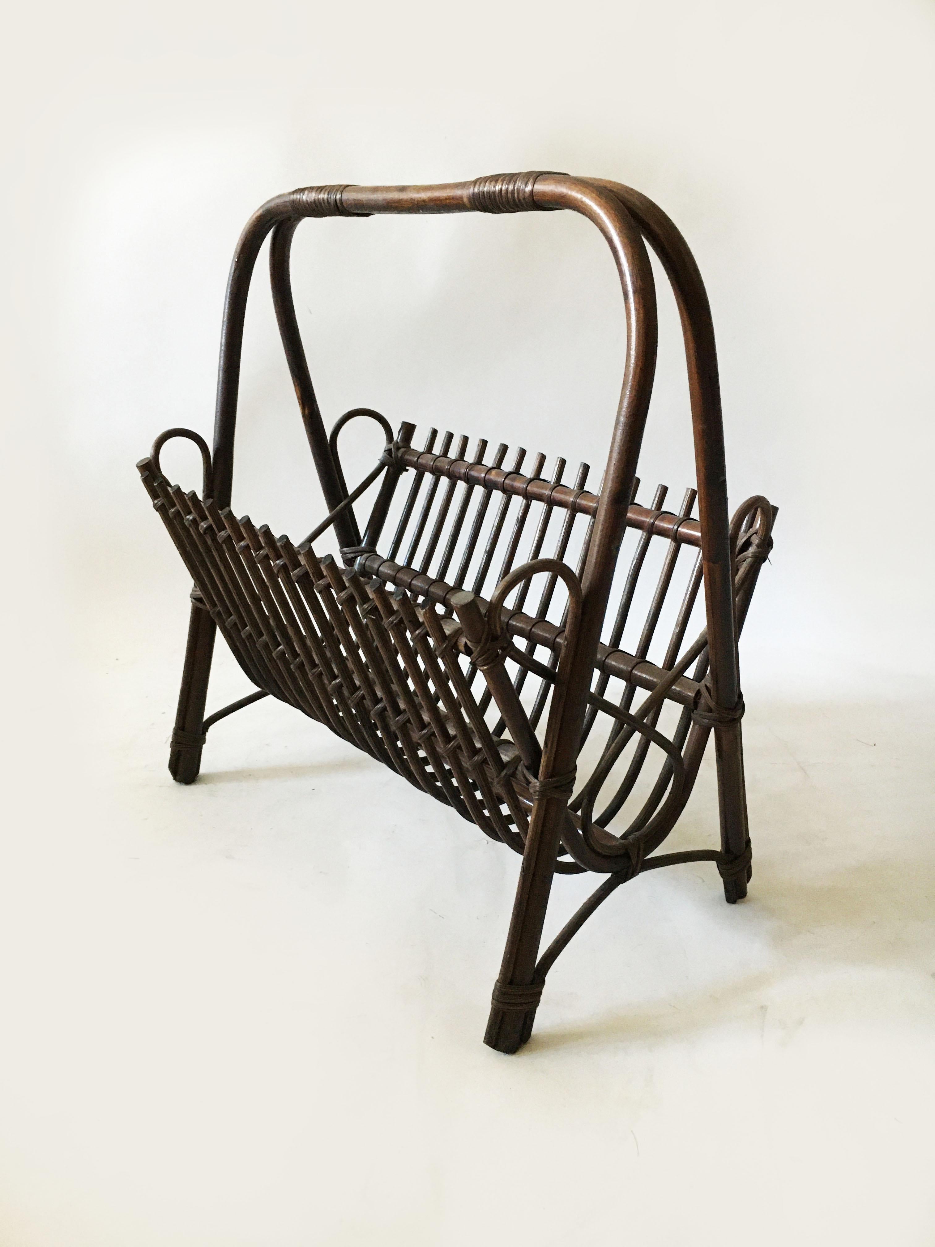 Late 20th Century Mid-Century Modern Bamboo Magazine Stand, Italy, 1970s For Sale