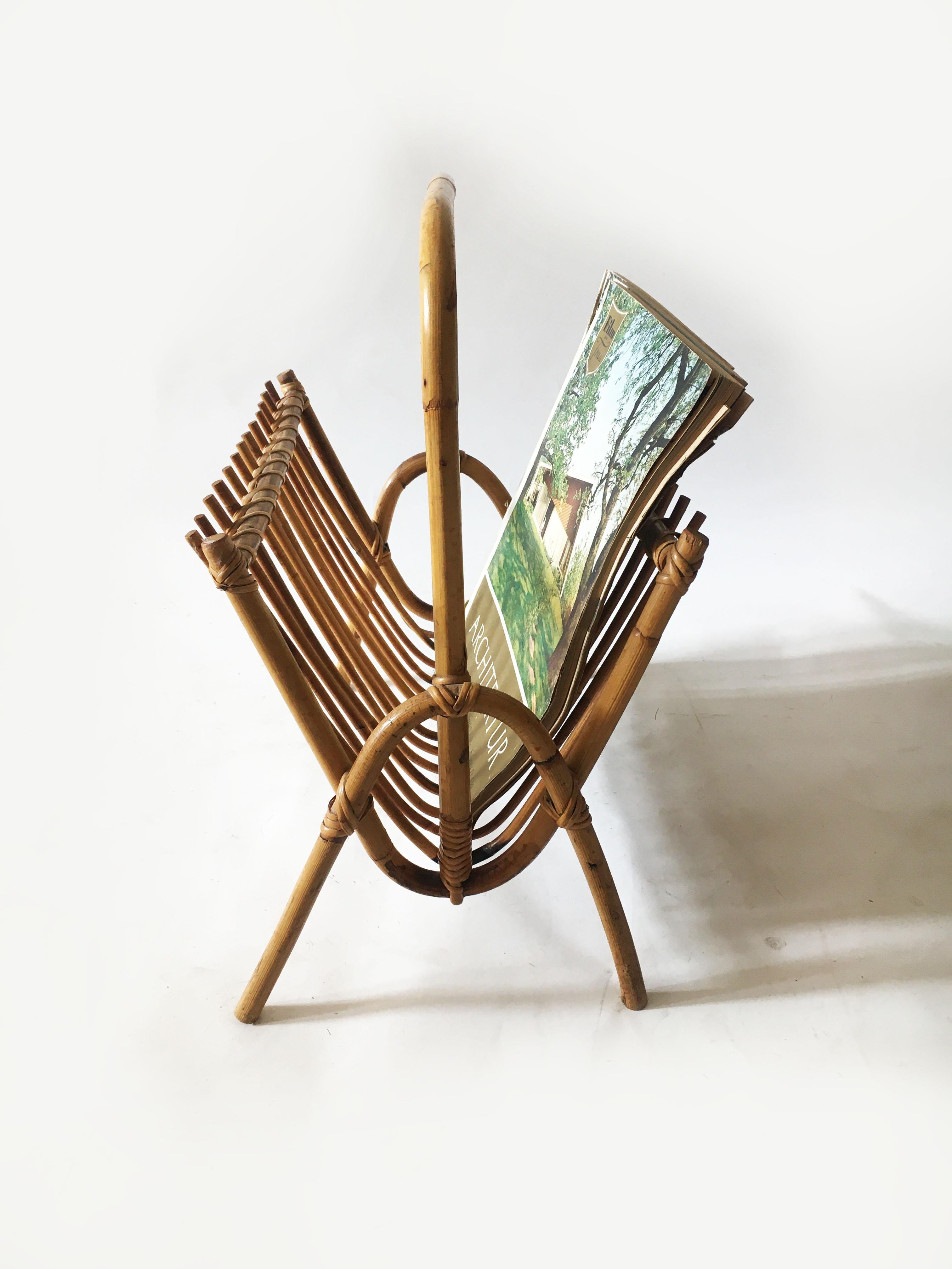 Mid-Century Modern Bamboo Magazine Stand, Italy, 1970s For Sale 2