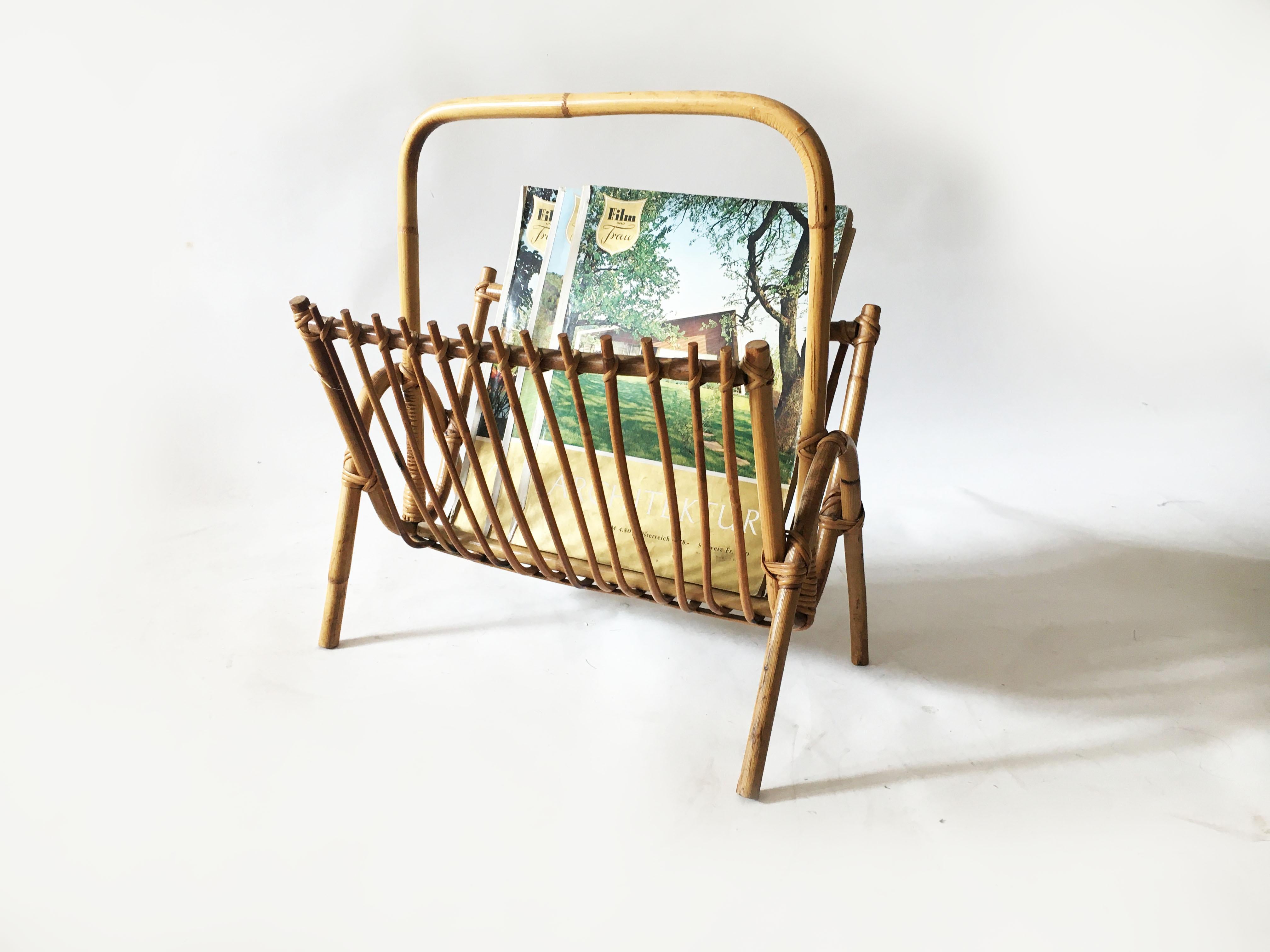 Mid-Century Modern Bamboo Magazine Stand, Italy, 1970s For Sale 3