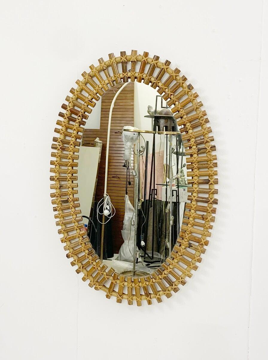 Mid-Century Modern bamboo mirror - Italy 1950s.