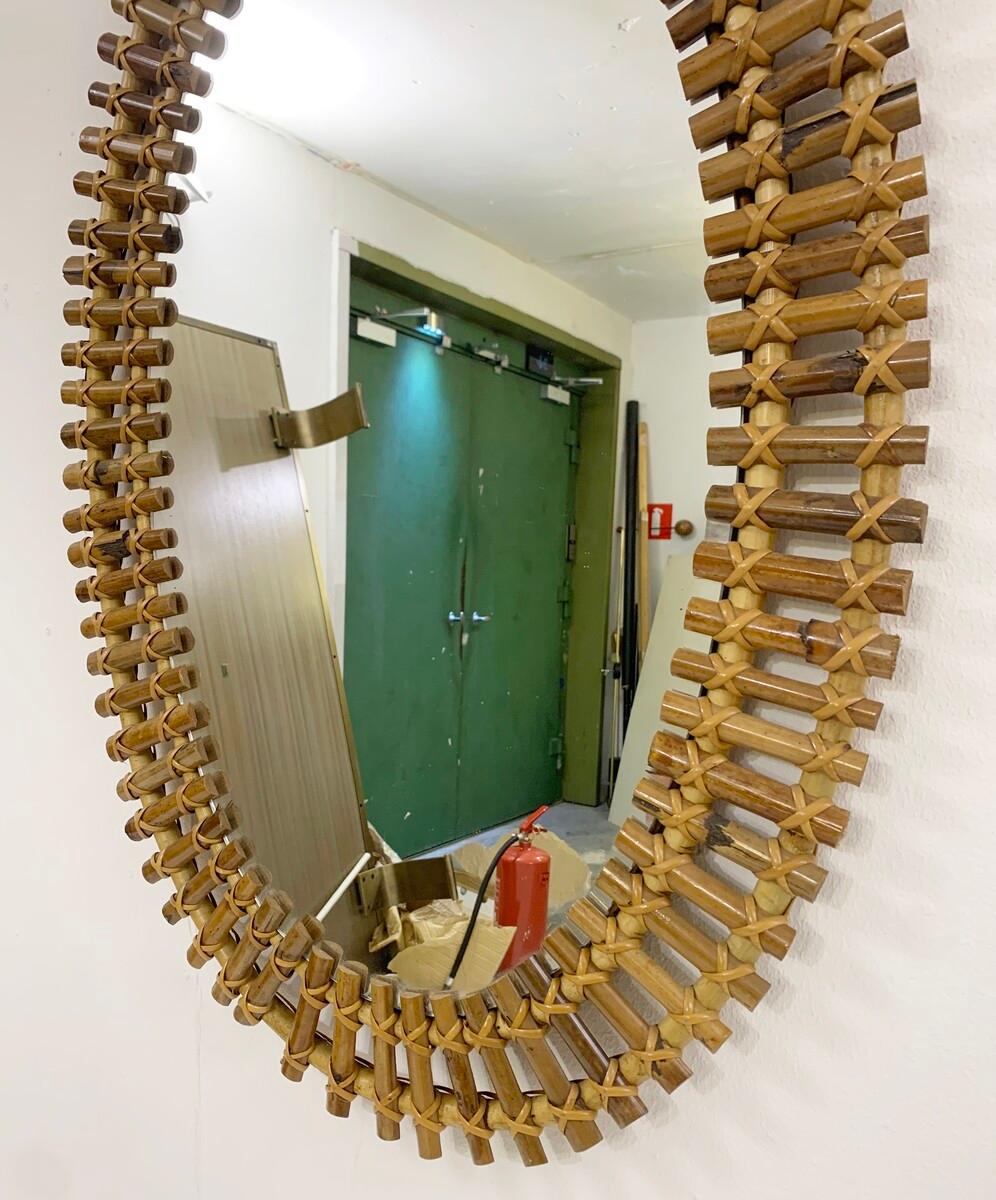 Mid-Century Modern Bamboo Mirror, Italy, 1950s In Good Condition In Brussels, BE
