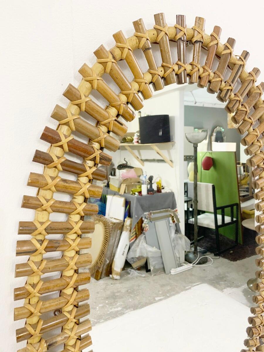 Mid-20th Century Mid-Century Modern Bamboo Mirror, Italy, 1950s