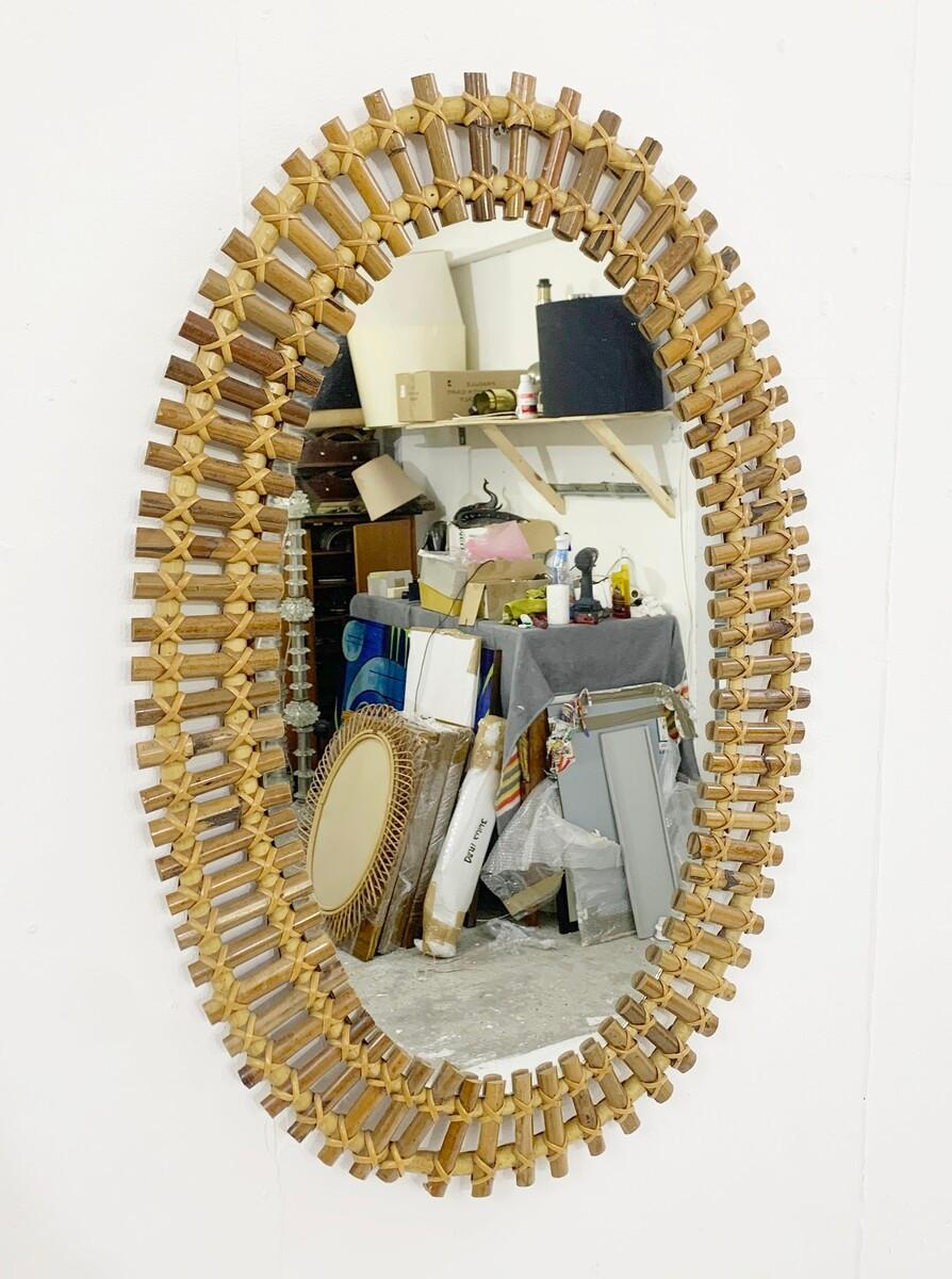 Mid-Century Modern Bamboo Mirror, Italy, 1950s 3