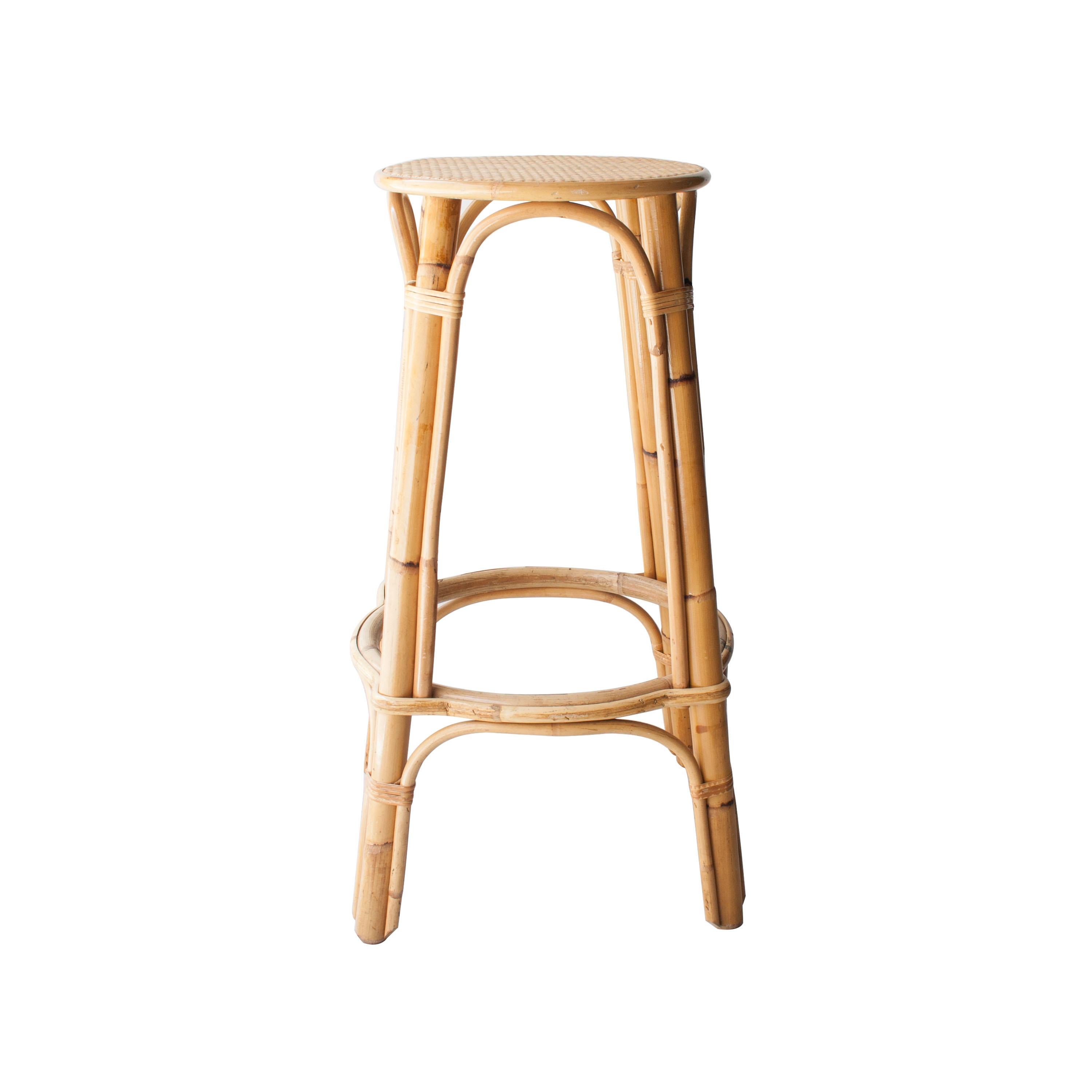 Stool made in natural fiber and bamboo in France in 1970.