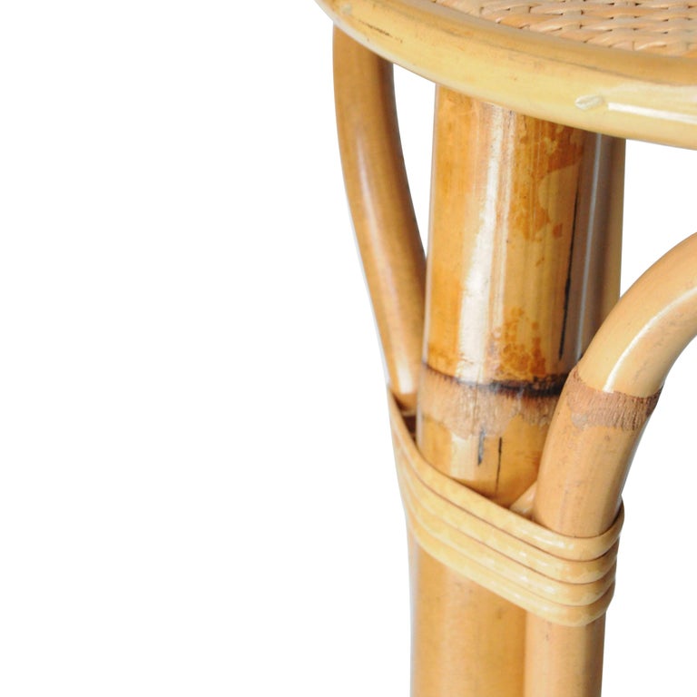 MidCentury Modern Bamboo Natural Fiber Stool, France, 1970 For Sale at