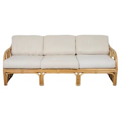 Sofá de 3 plazas de ratán de bambú moderno de mediados de siglo de Ficks Reed