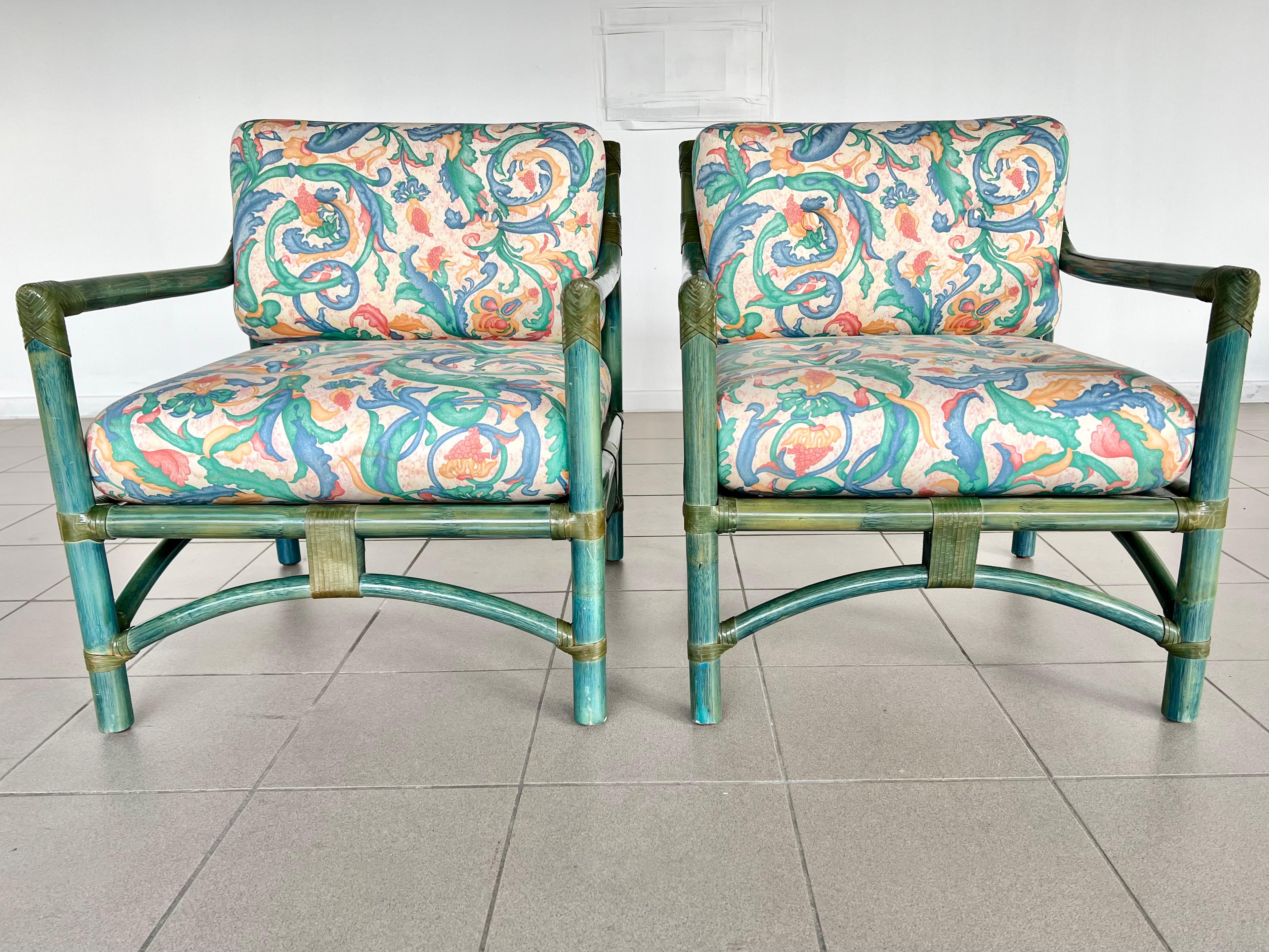 Mid-Century Modern Paire de fauteuils en rotin de bambou The Modernity en vente