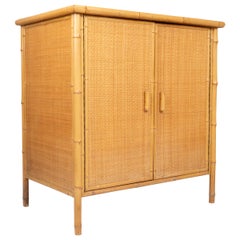 Retro Mid-Century Modern Bamboo and Rattan Cabinet Cupboard, Spain, circa 1970