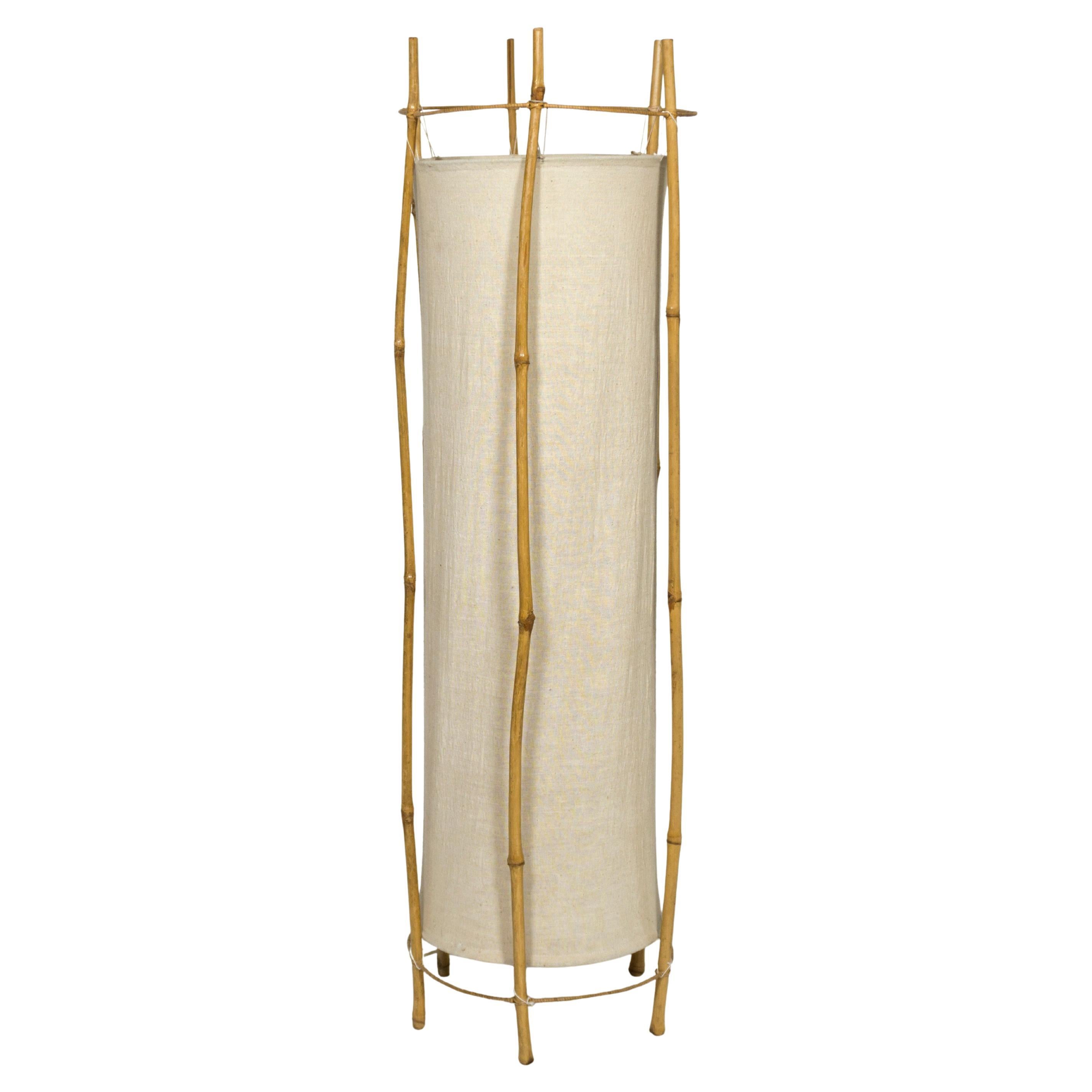 Mid-Century Modern Bamboo & Rattan Floor Lamp by Louis Sognot, France 1960s