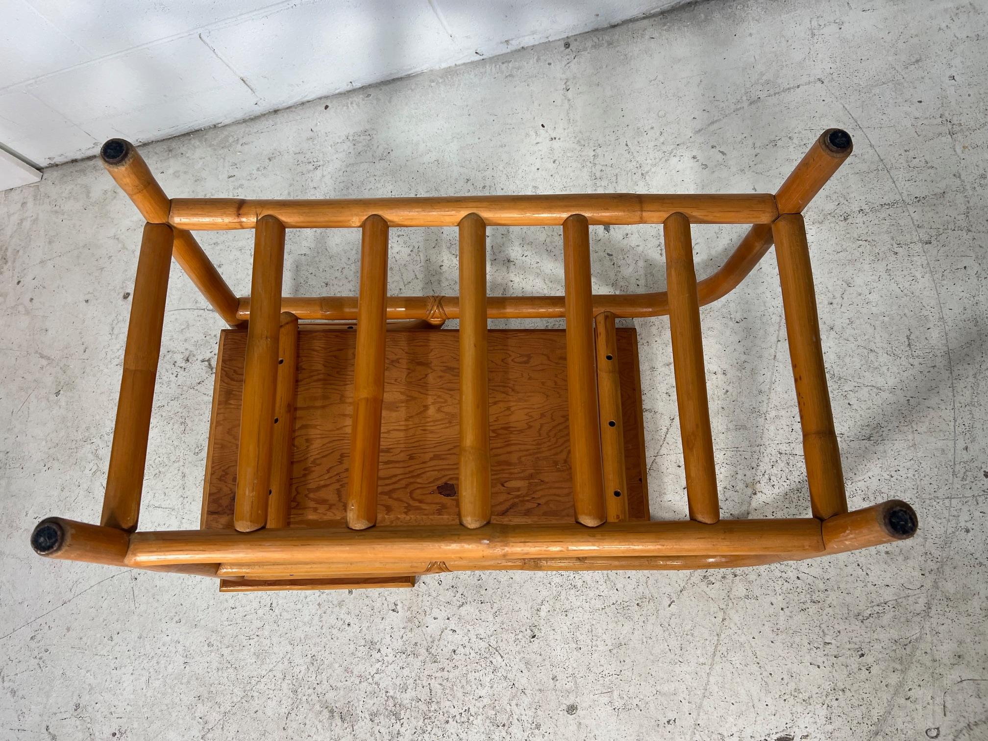 Mid Century Modern Bamboo Rattan Side Step Table Set For Sale 8