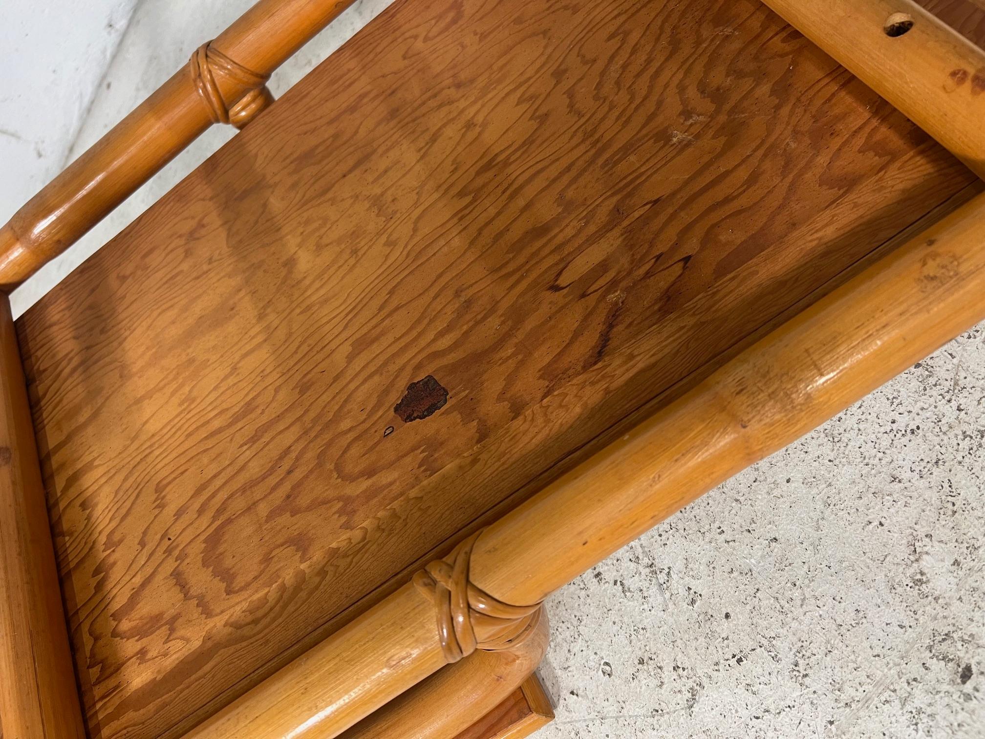 Mid Century Modern Bamboo Rattan Side Step Table Set For Sale 9