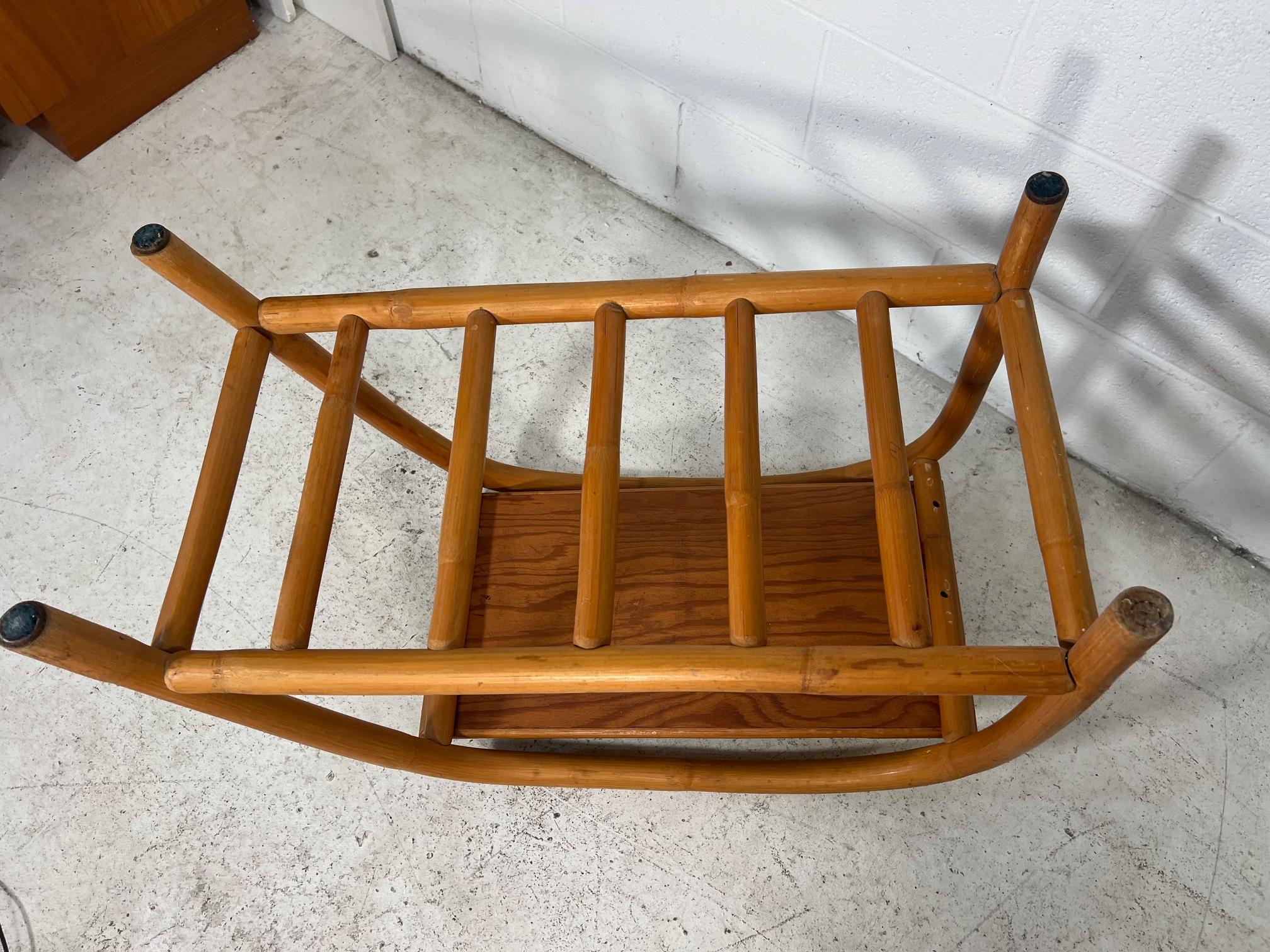Mid Century Modern Bamboo Rattan Side Step Table Set For Sale 1
