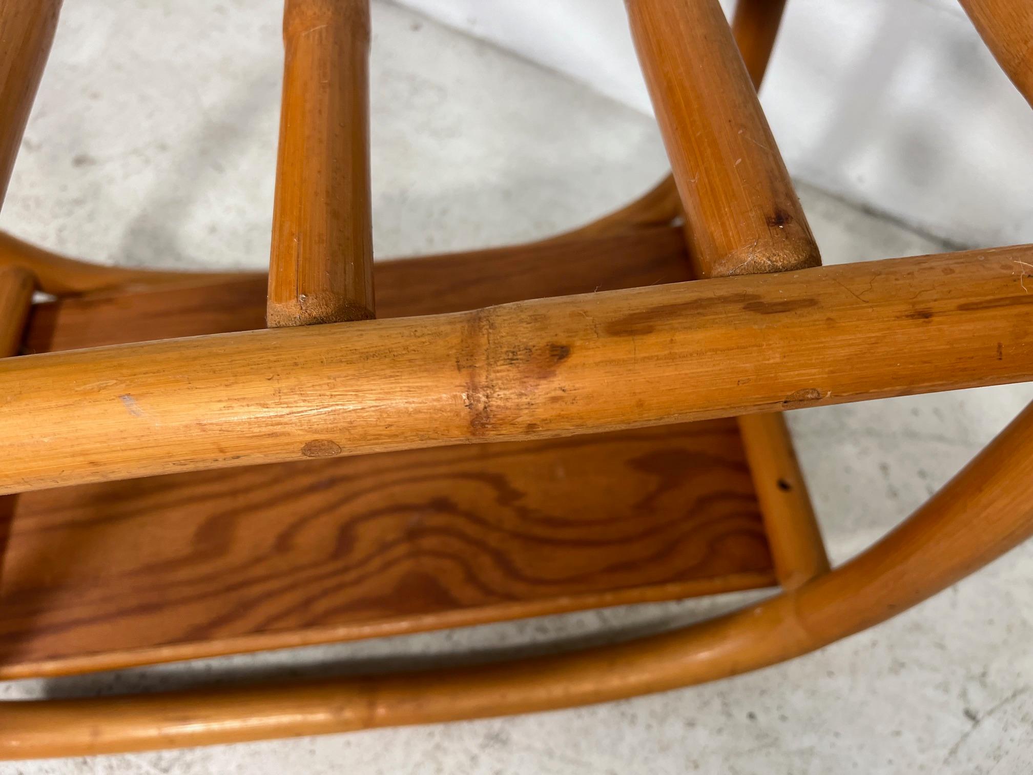 Mid Century Modern Bamboo Rattan Side Step Table Set For Sale 2