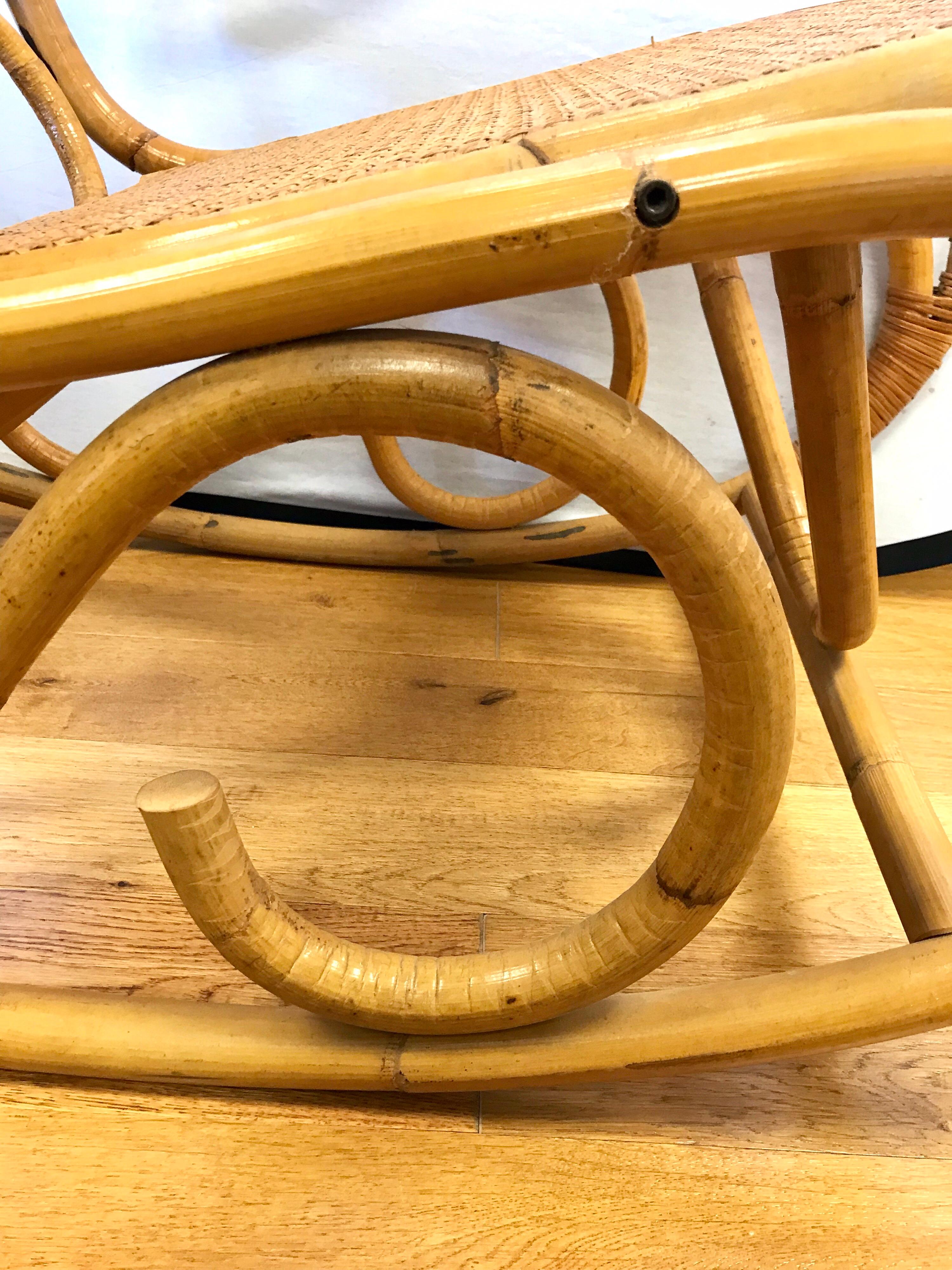 Vintage 1970s bamboo rocking. Iconic, midcentury Classic in excellent condition.