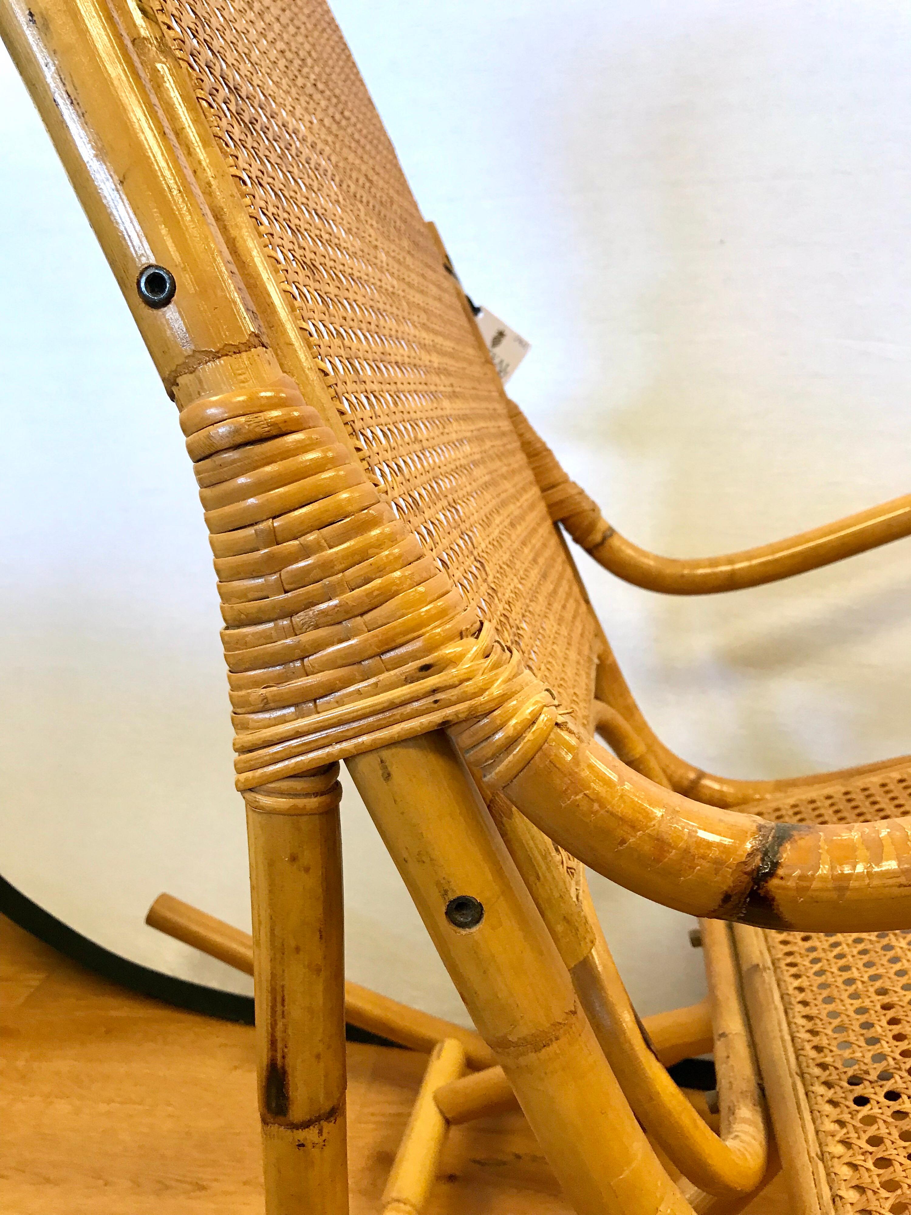 American Mid-Century Modern Bamboo Rocker Rocking Chair