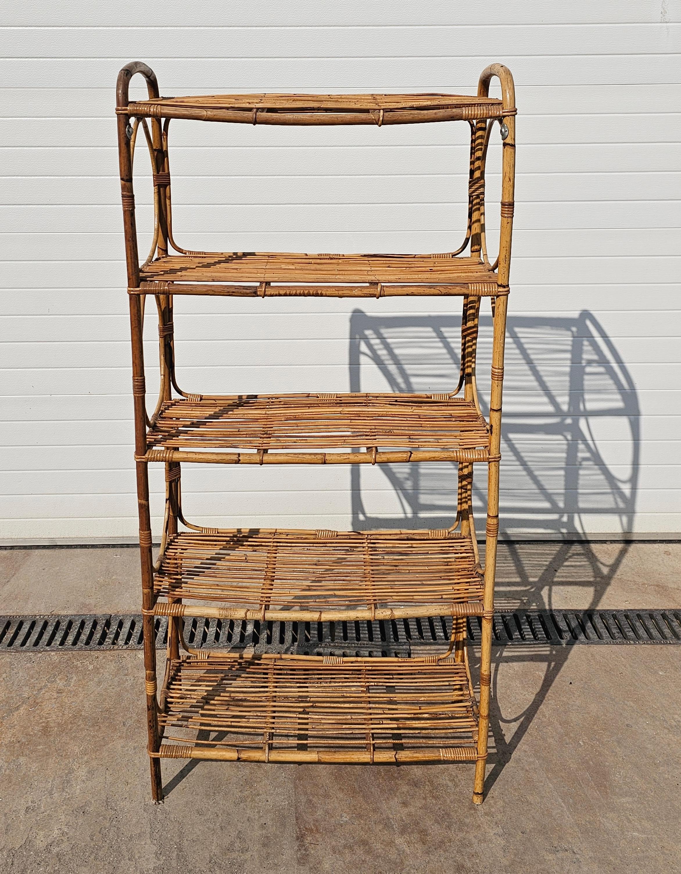 Mid-Century moderno Scaffali in bambù del Mid Century Modern, Libreria o Etagere, Italia 1960 in vendita