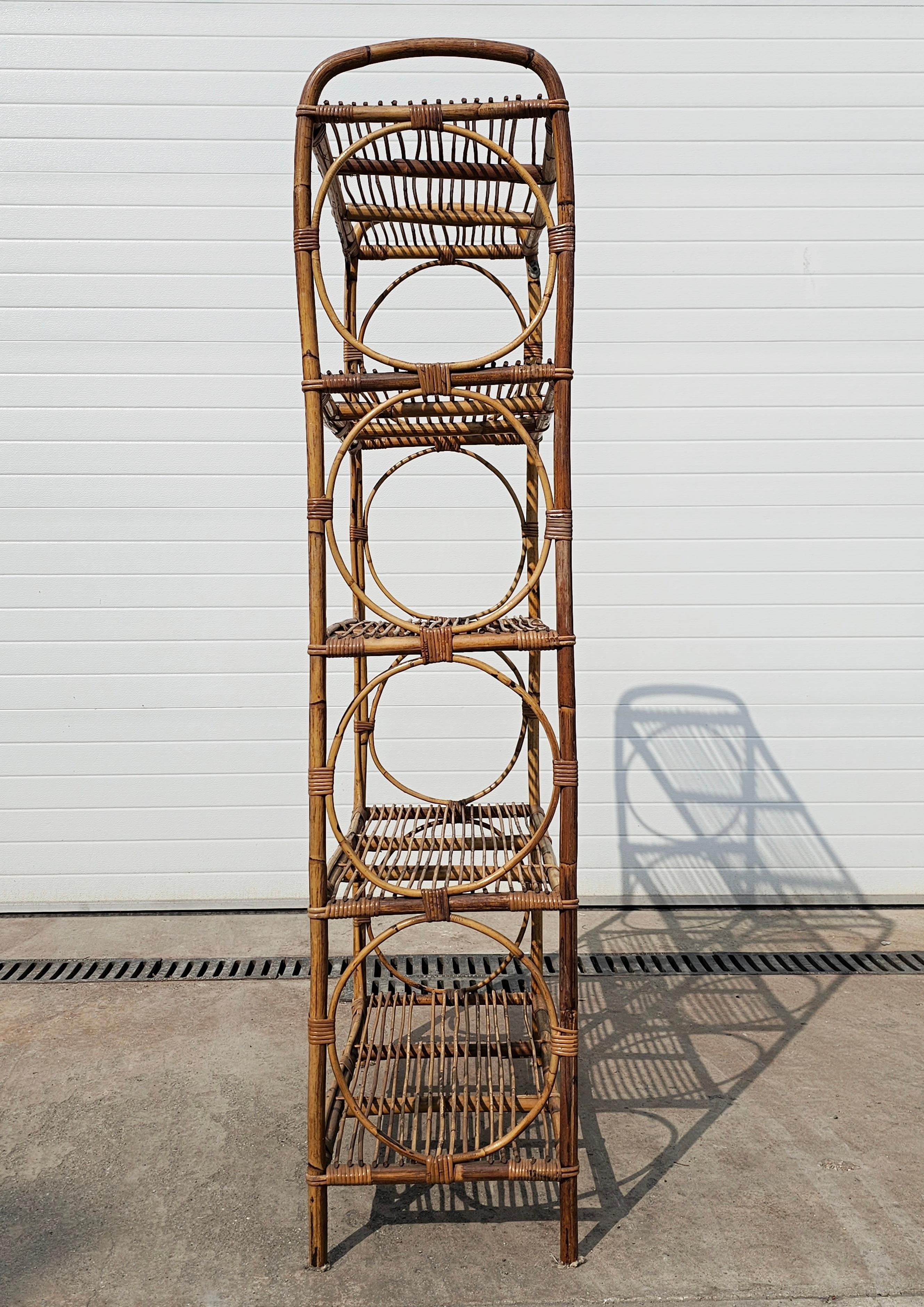 Bambù Scaffali in bambù del Mid Century Modern, Libreria o Etagere, Italia 1960 in vendita