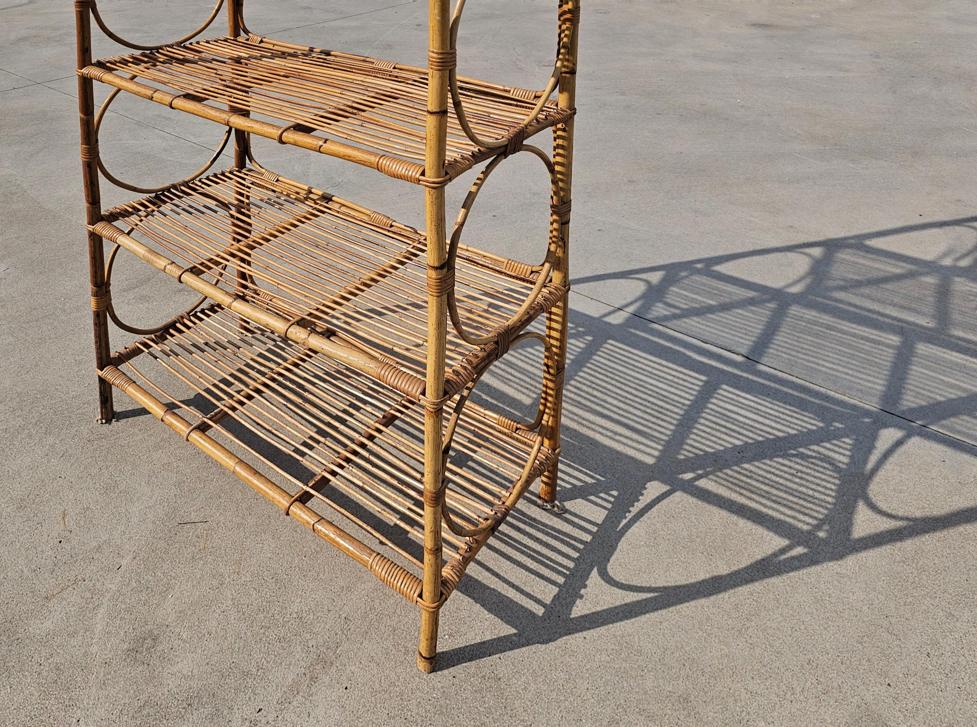 Scaffali in bambù del Mid Century Modern, Libreria o Etagere, Italia 1960 in vendita 2