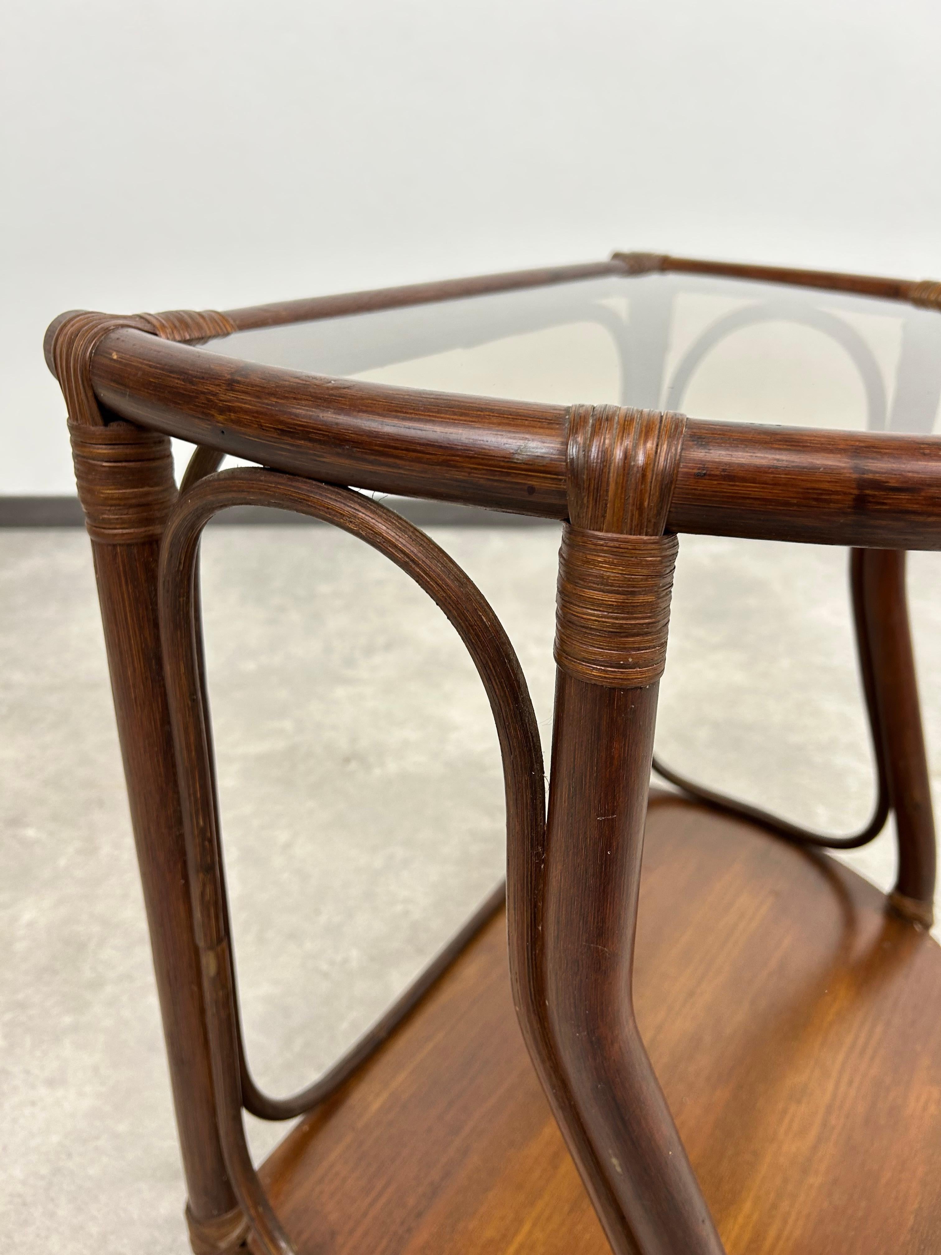 Mid-century modern bamboo side table by Gervasoni In Good Condition For Sale In Banská Štiavnica, SK