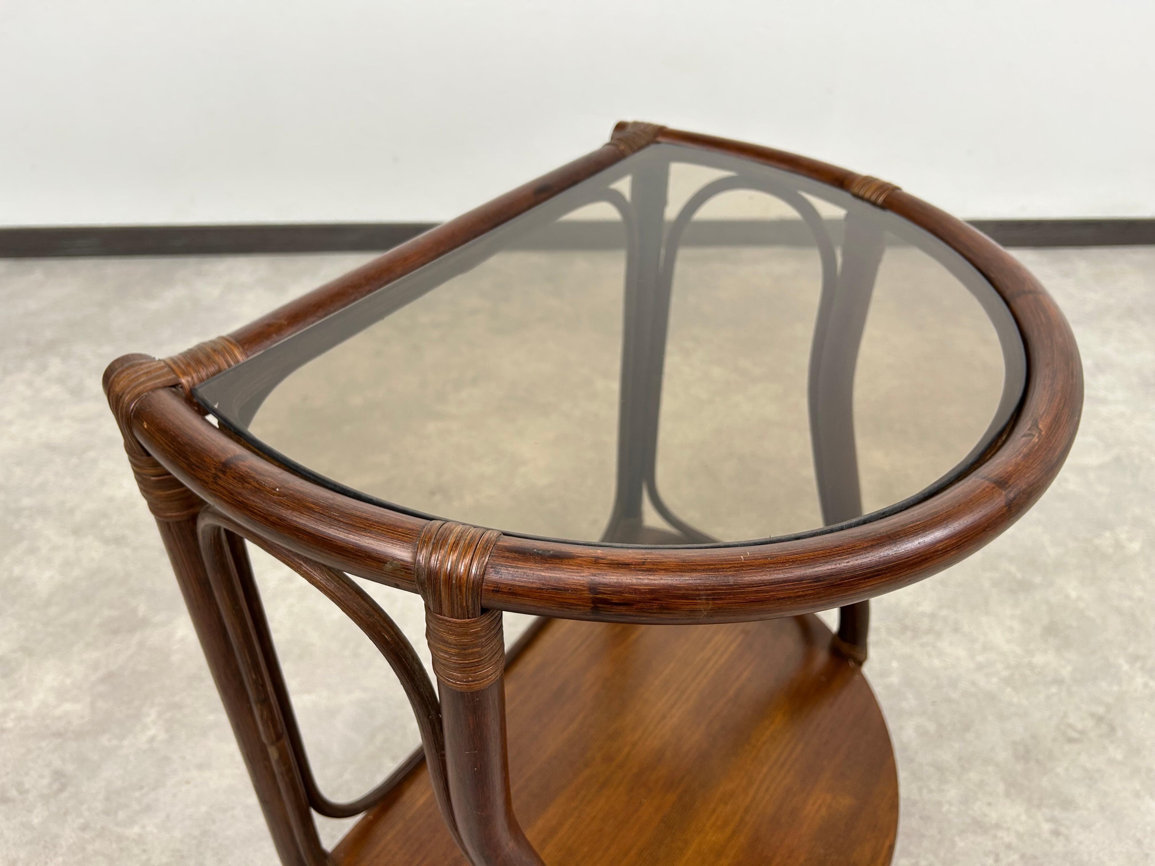 Late 20th Century Mid-century modern bamboo side table by Gervasoni For Sale