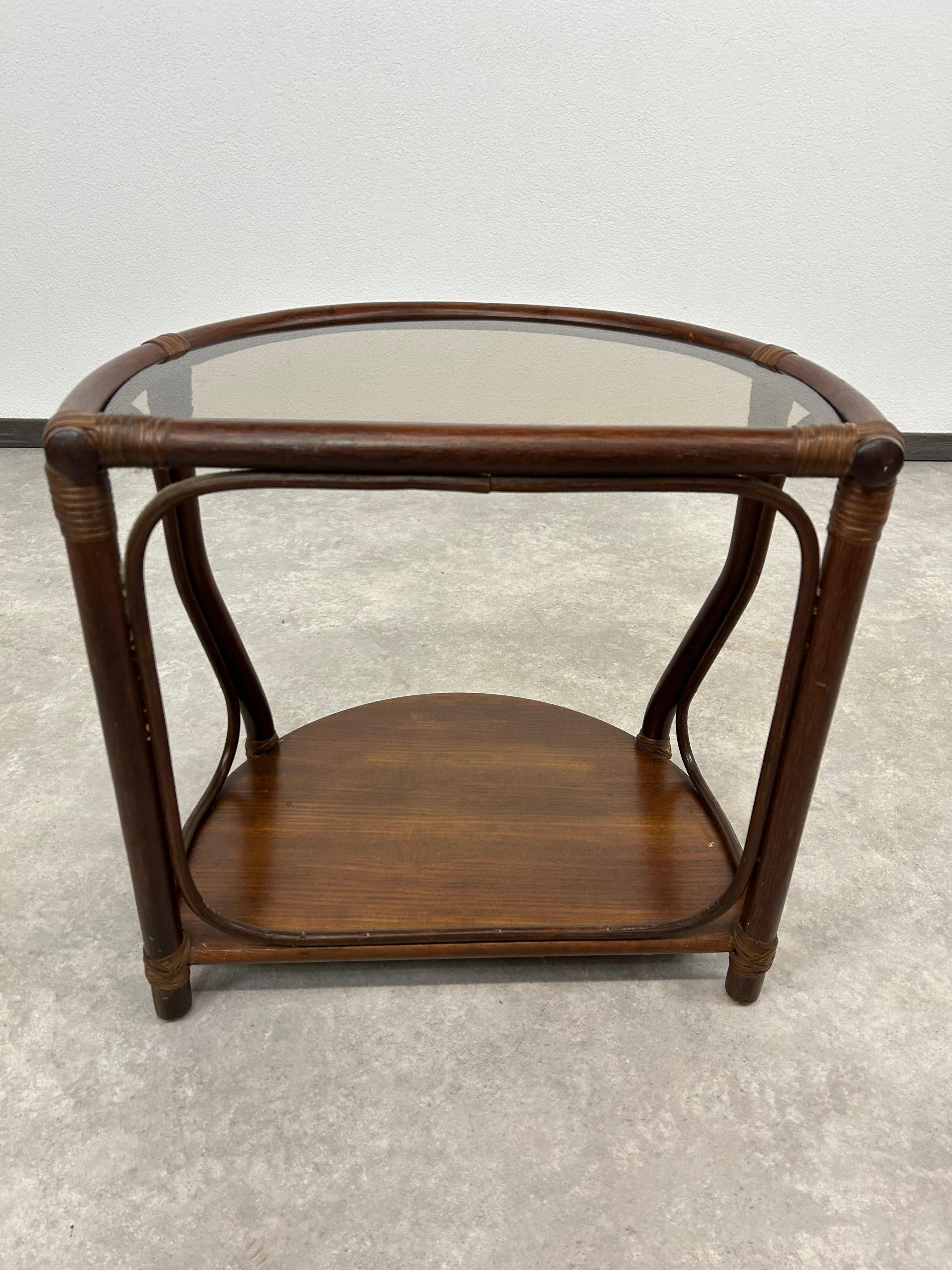 Mid-century modern bamboo side table by Gervasoni For Sale 1