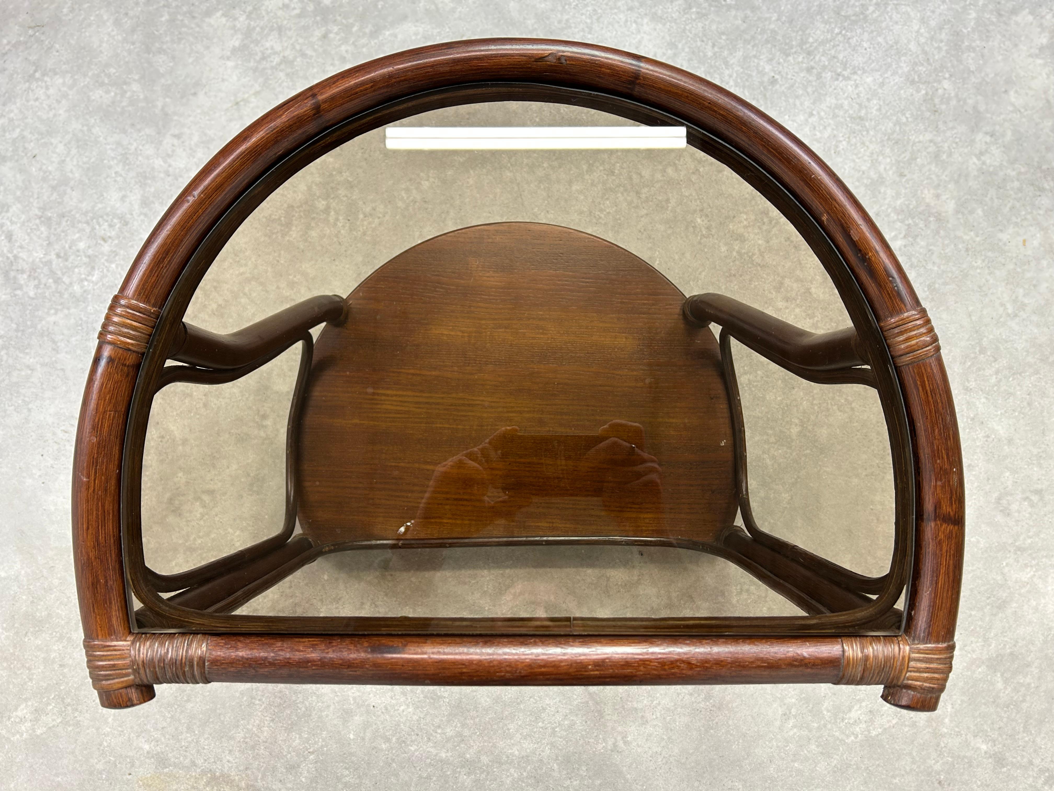 Mid-century modern bamboo side table by Gervasoni For Sale 2