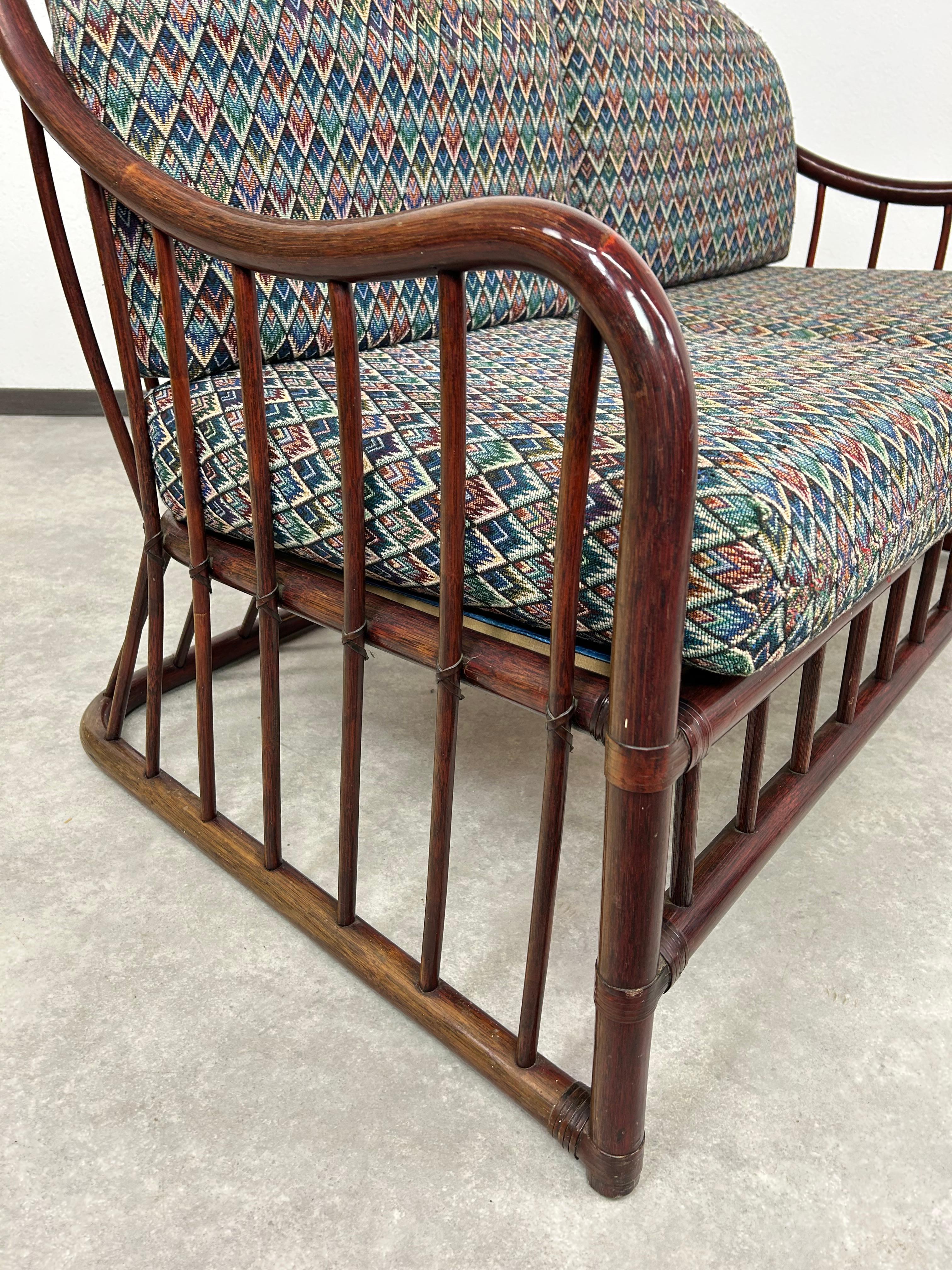 Sofá moderno de bambú de mediados de siglo de Gervasoni en Bueno estado para la venta en Banská Štiavnica, SK