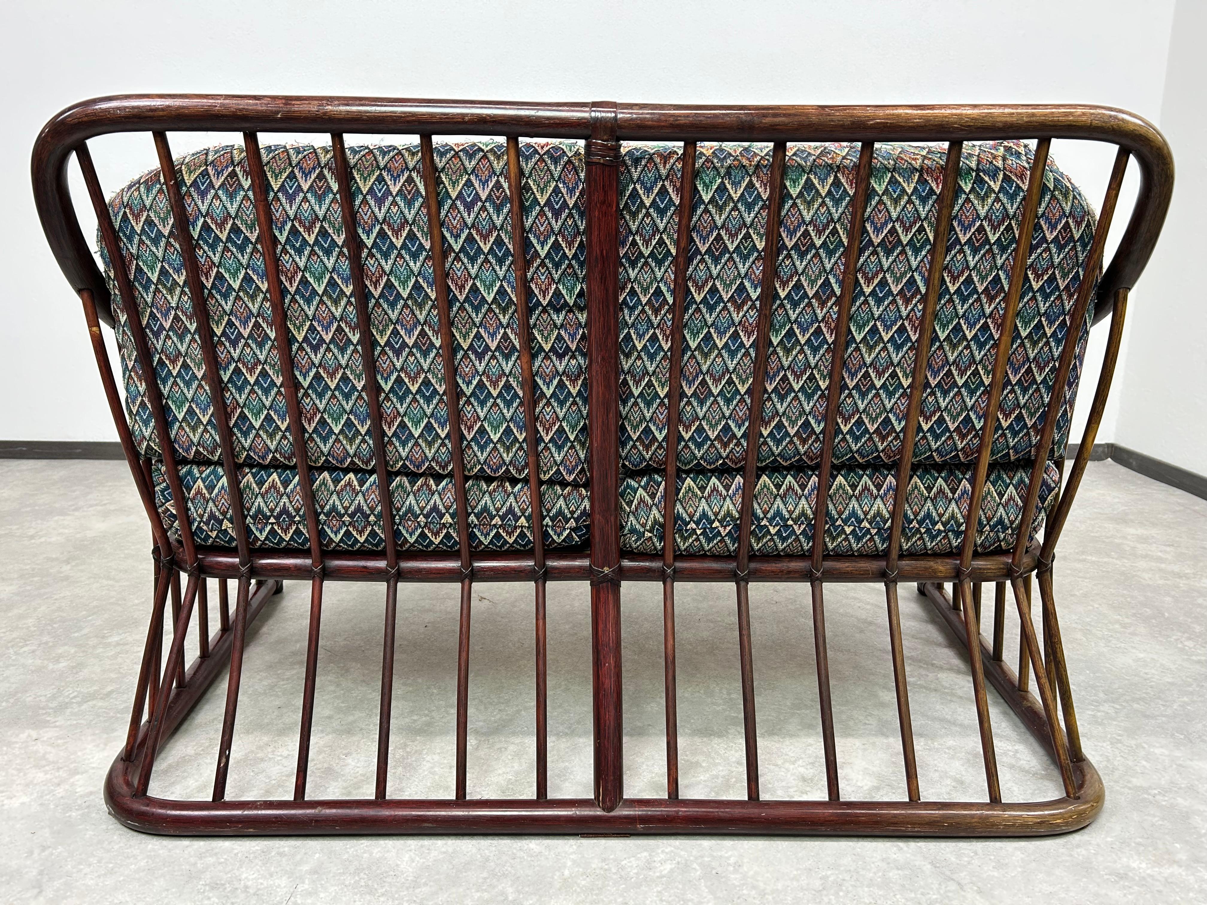 Sofá moderno de bambú de mediados de siglo de Gervasoni Tela en venta