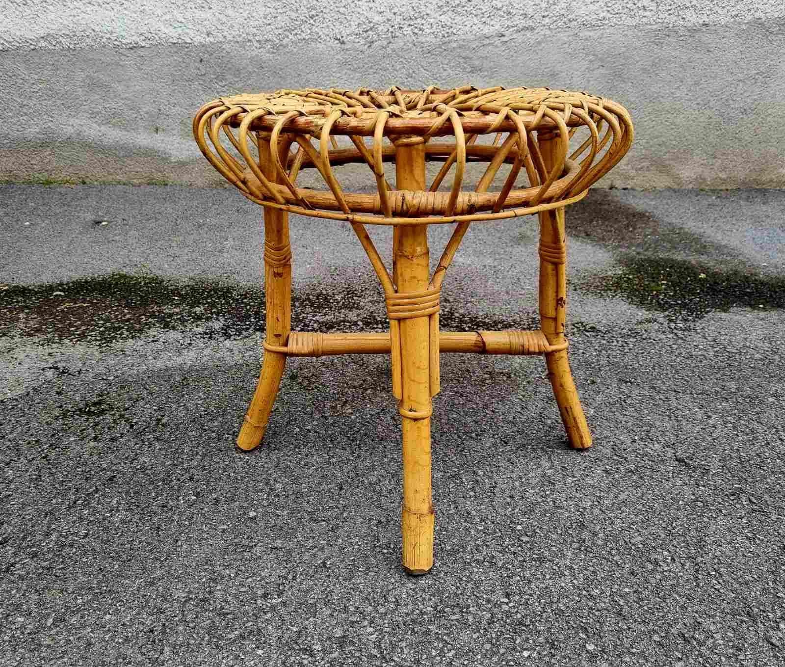 Taburete de bambú moderno de mediados de siglo de Franco Albini para Bonacina, Italia Años 60 Moderno de mediados de siglo en venta