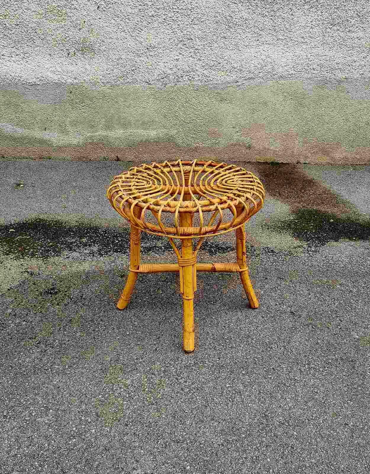 Taburete de bambú moderno de mediados de siglo de Franco Albini para Bonacina, Italia Años 60 Italiano en venta