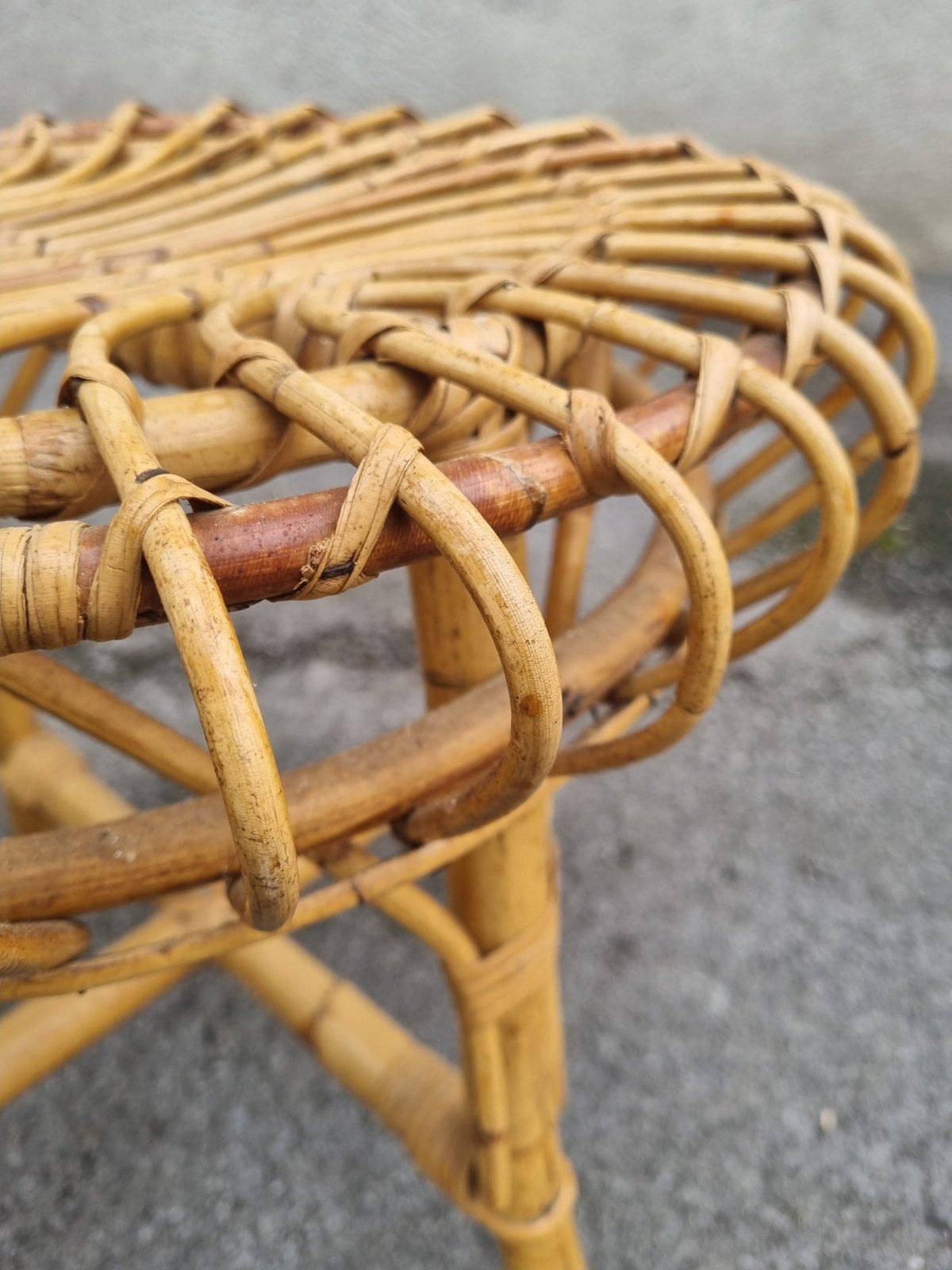 Taburete de bambú moderno de mediados de siglo de Franco Albini para Bonacina, Italia Años 60 en Bueno estado para la venta en Lucija, SI
