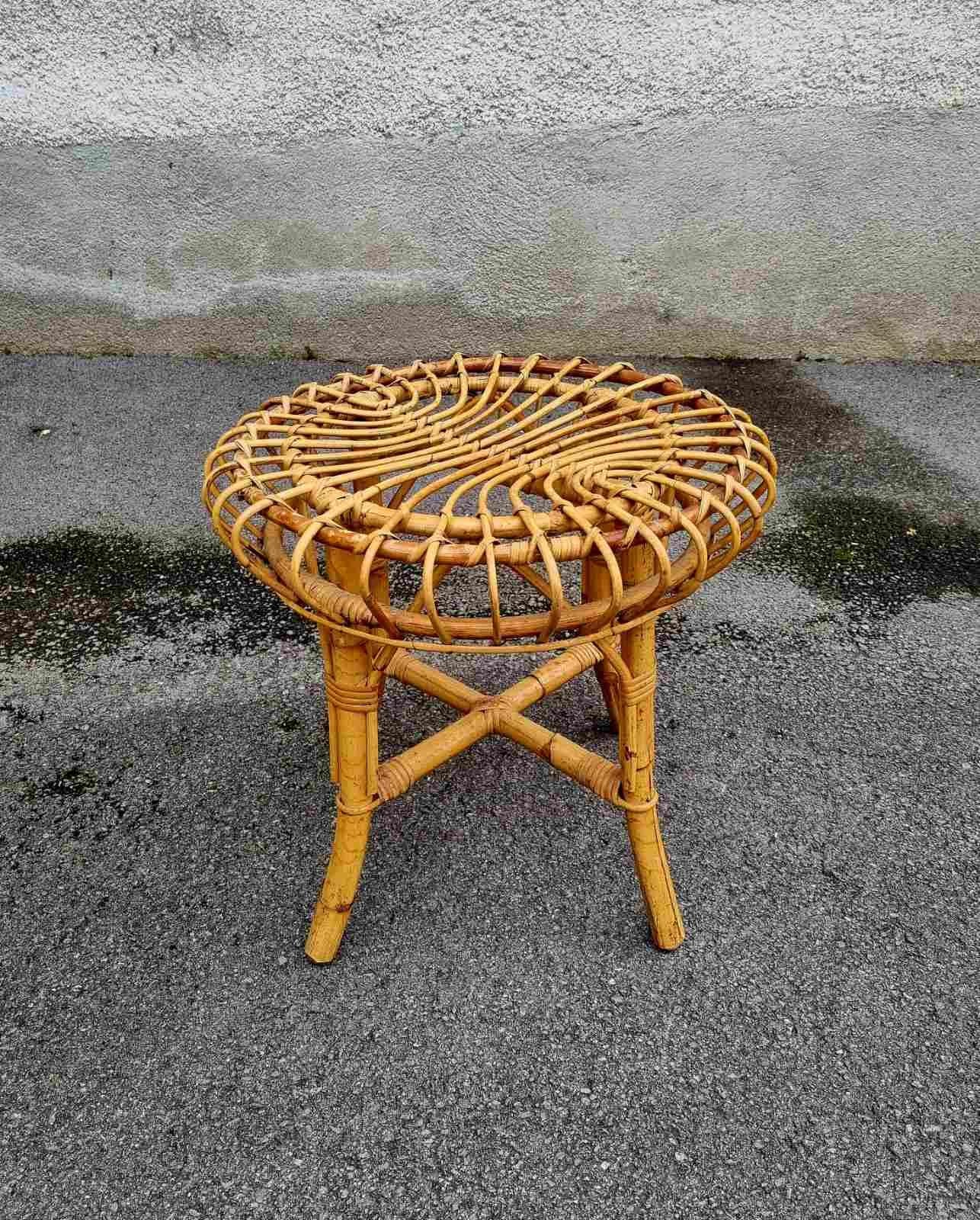 Taburete de bambú moderno de mediados de siglo de Franco Albini para Bonacina, Italia Años 60 mediados del siglo XX en venta