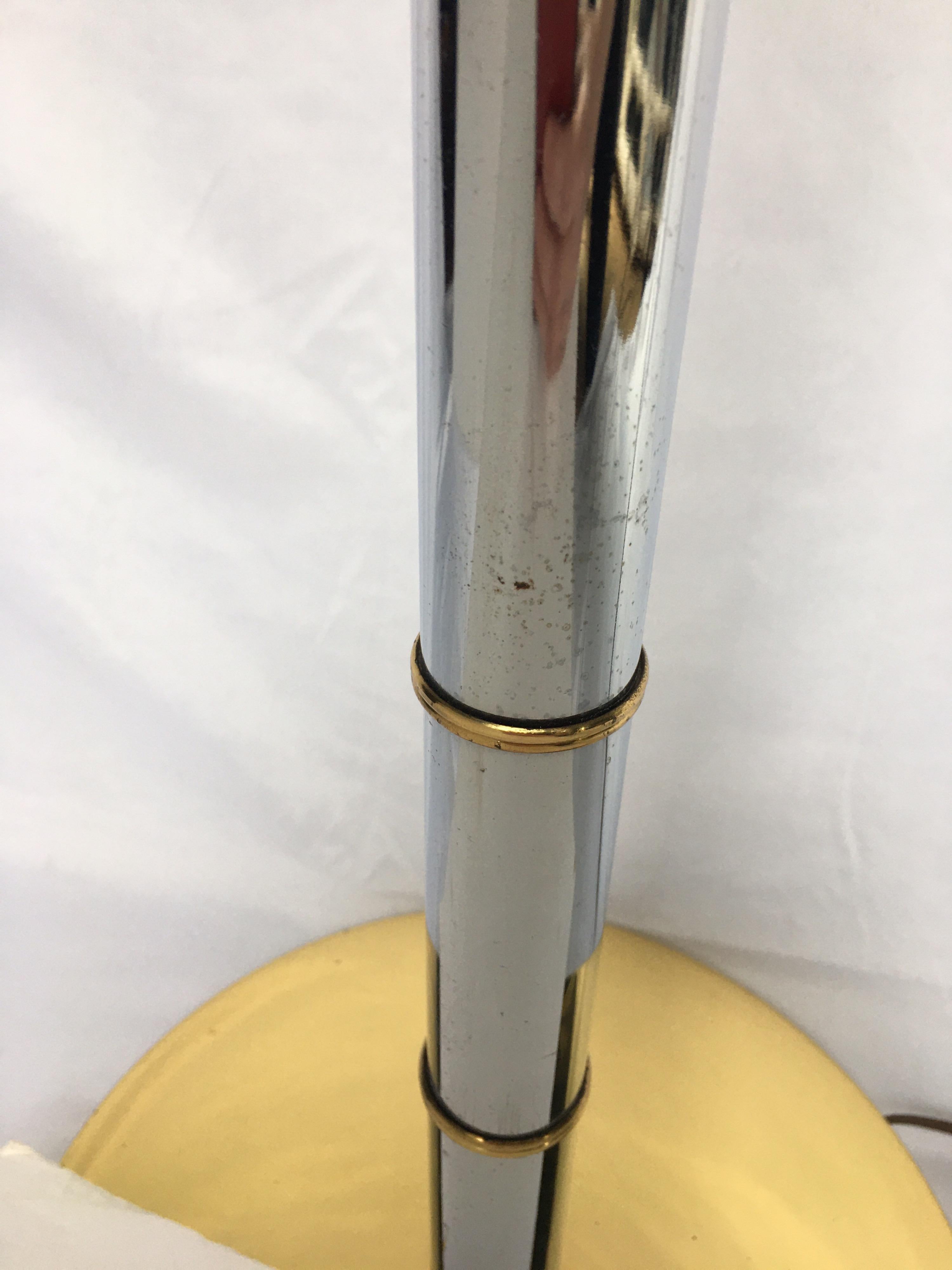 Late 20th Century Mid-Century Modern Bamboo Style Chrome and Brass Floor Lamp, 1970s For Sale