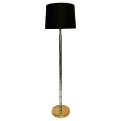 Mid-Century Modern Bamboo Style Chrome and Brass Floor Lamp, 1970s