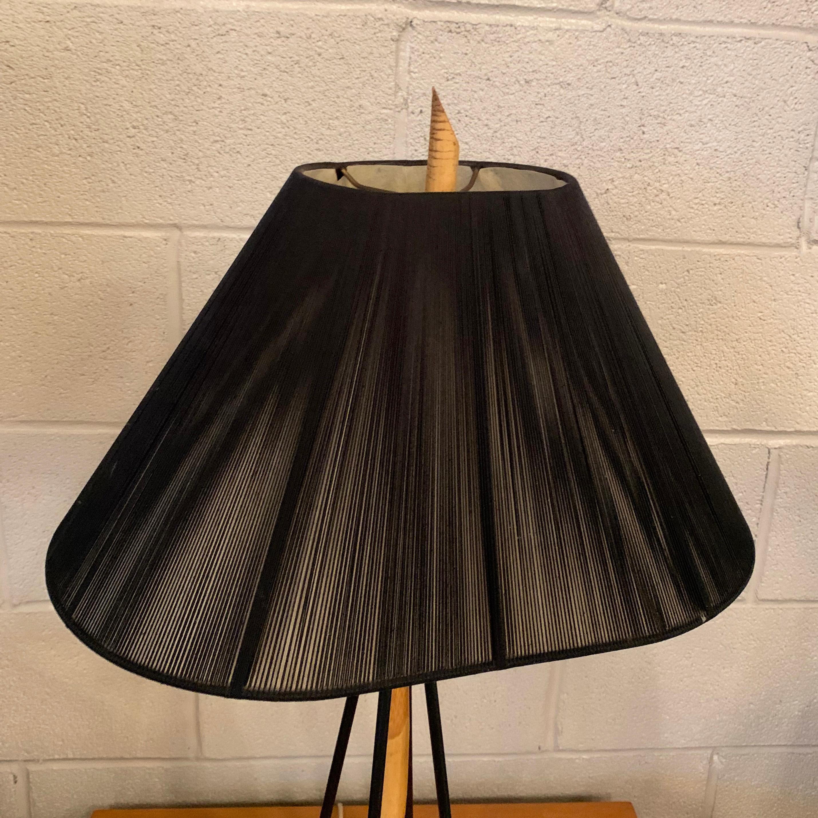 Mid-Century Modern Bamboo Table Lamp with String Shade 4