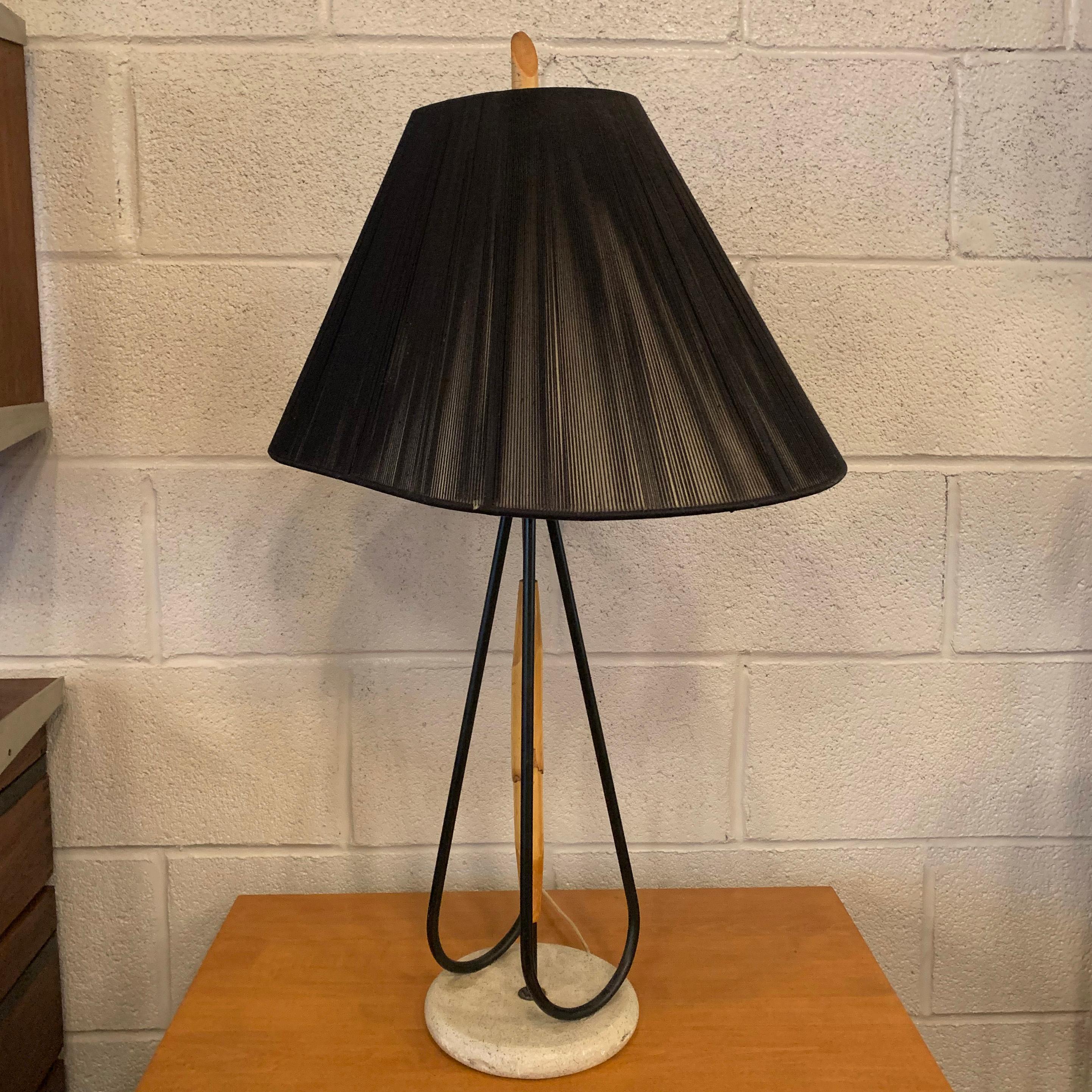 American Mid-Century Modern Bamboo Table Lamp with String Shade