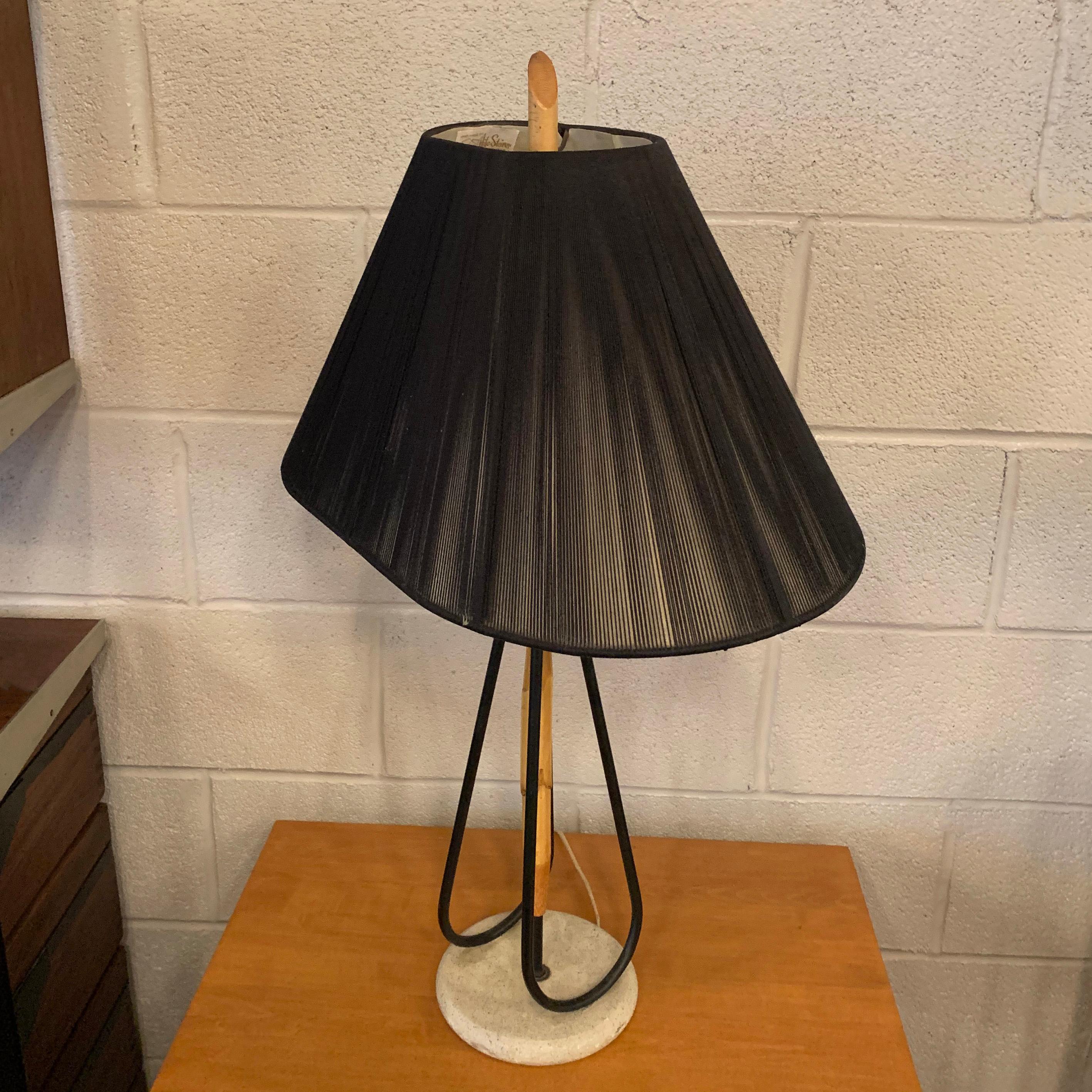 Mid-Century Modern Bamboo Table Lamp with String Shade 3