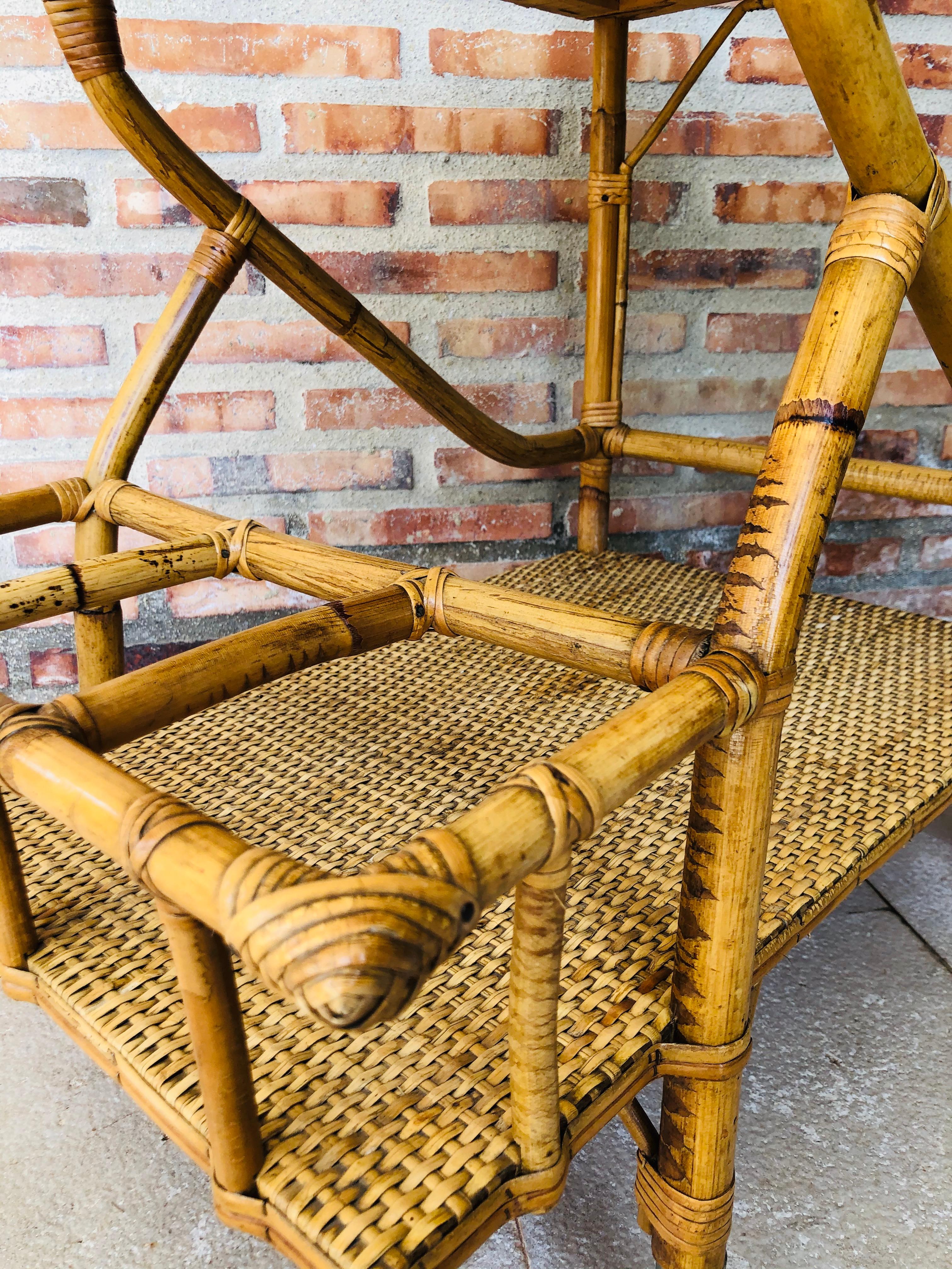 Mid-Century Modern Bamboo Tea Cart, Garden Furniture 5