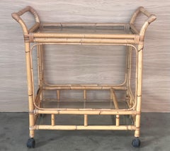 Carrito de té de bambú moderno de mediados de siglo, muebles de jardín