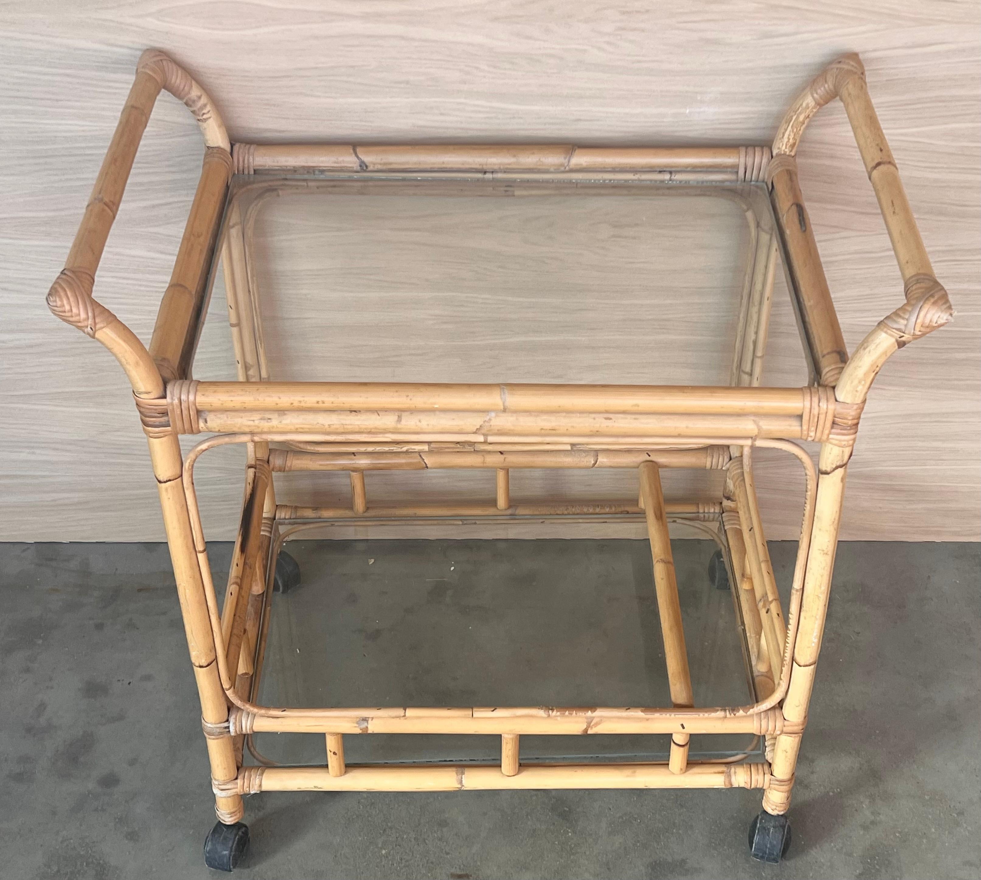 20th Century Mid-Century Modern Bamboo Tea Cart, Garden Furniture For Sale