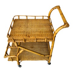 Vintage Mid-Century Modern Bamboo Tea Cart, Garden Furniture