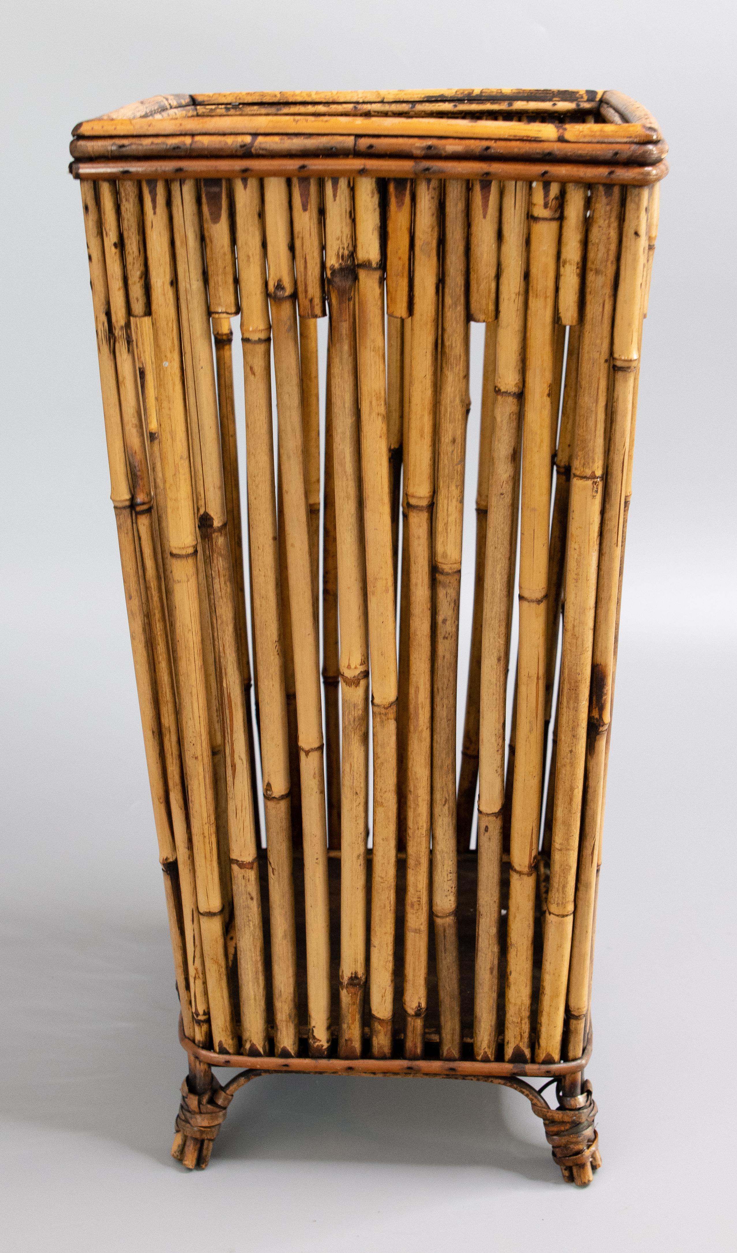 Chinoiserie Mid-Century Modern Bamboo Umbrella Stick Stand For Sale