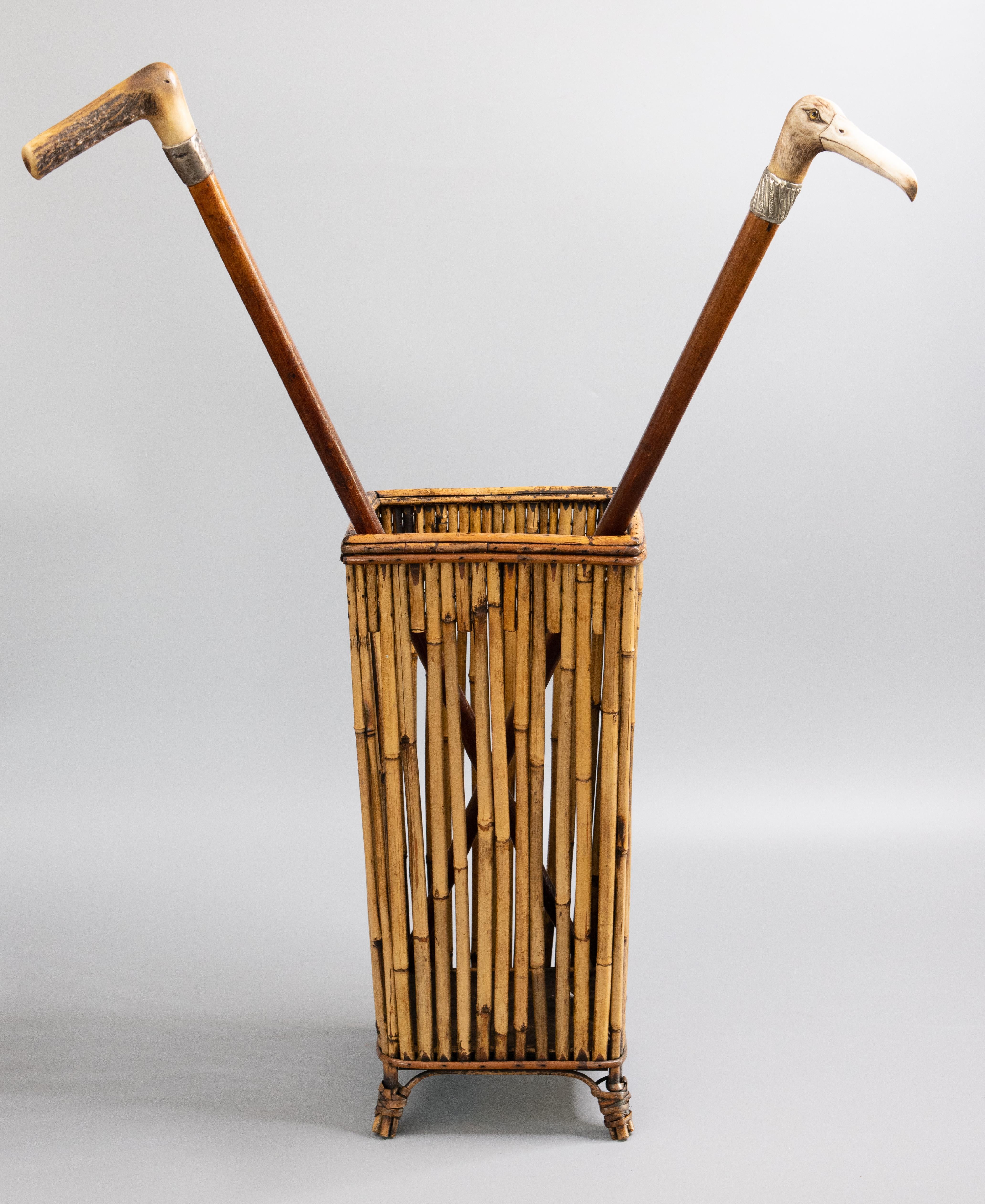 20th Century Mid-Century Modern Bamboo Umbrella Stick Stand For Sale