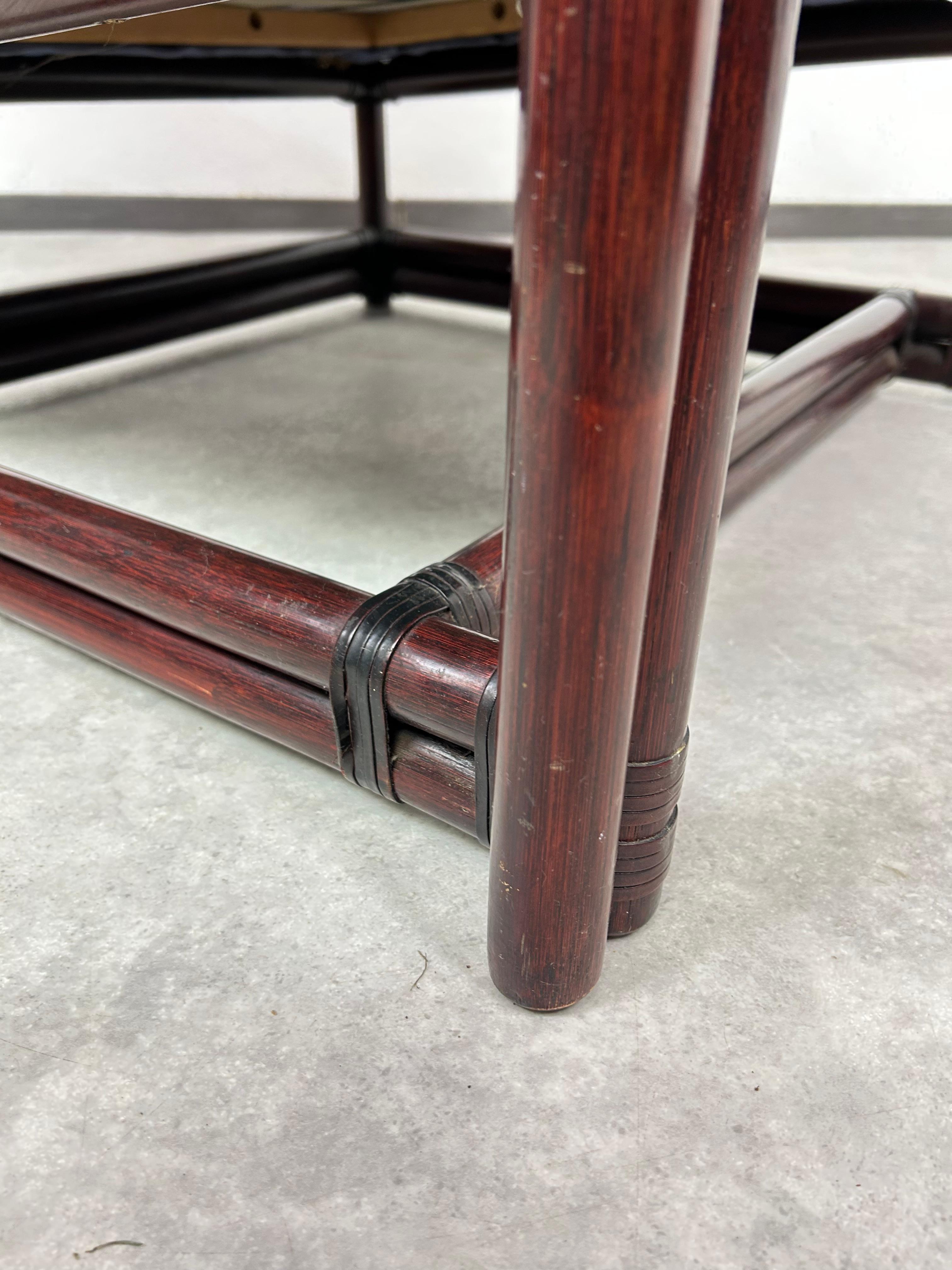 Sillón moderno de bambú de mediados de siglo con taburete de Gervasoni en venta 3