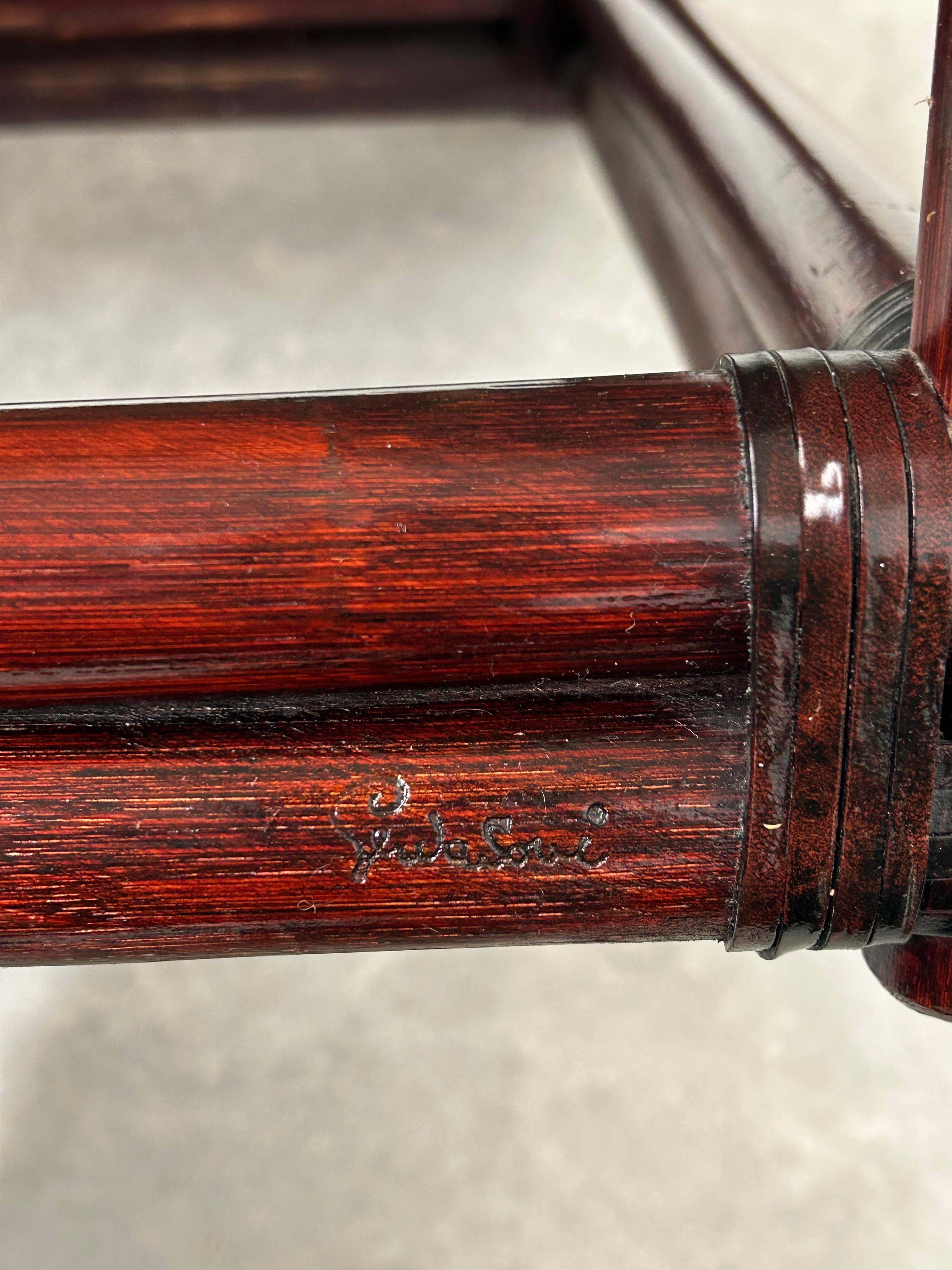 Sillón moderno de bambú de mediados de siglo con taburete de Gervasoni en venta 4